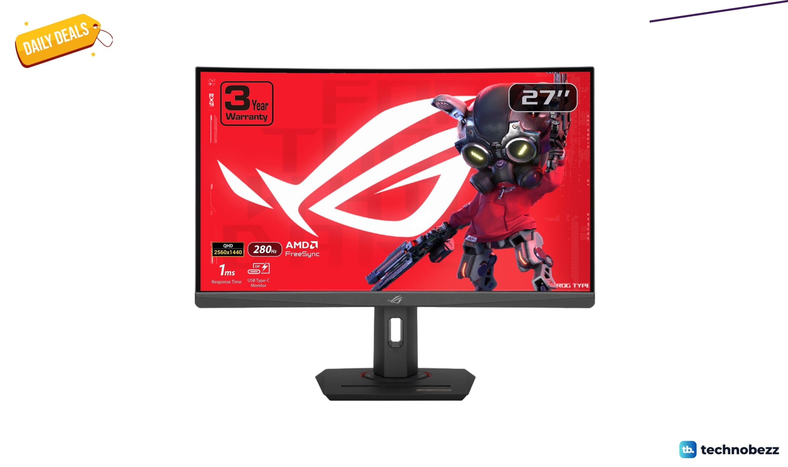 ASUS ROG Strix 27 inch 1440P USB-C Curved monitor hits new low at $219