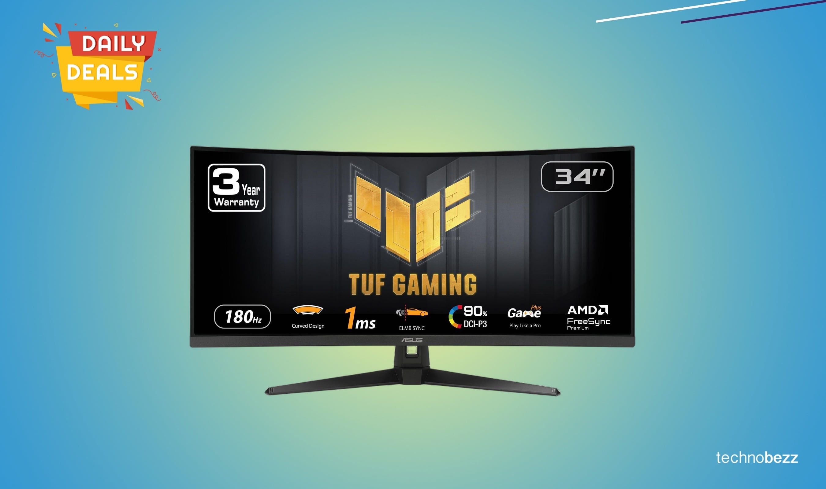 ASUS TUF Gaming 34-inch Ultra-Wide Curved Monitor falls to $329.99