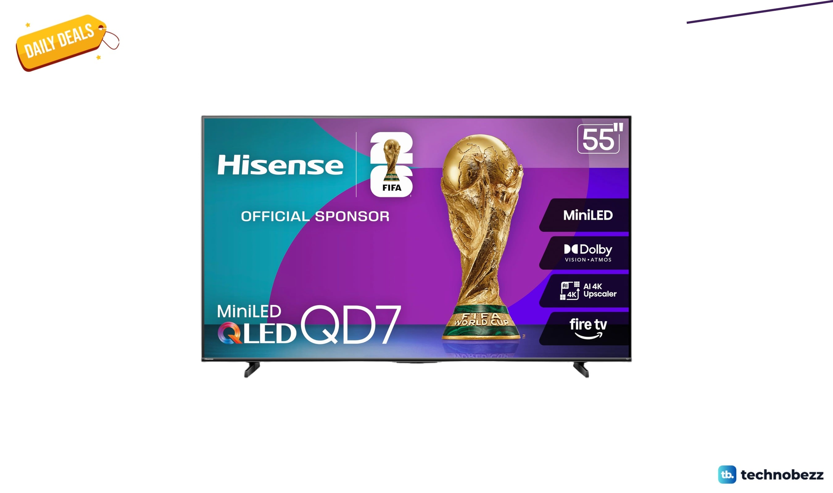 Hisense 55 inch QD7 Mini-LED 4K TV drops to $299.99 on Amazon