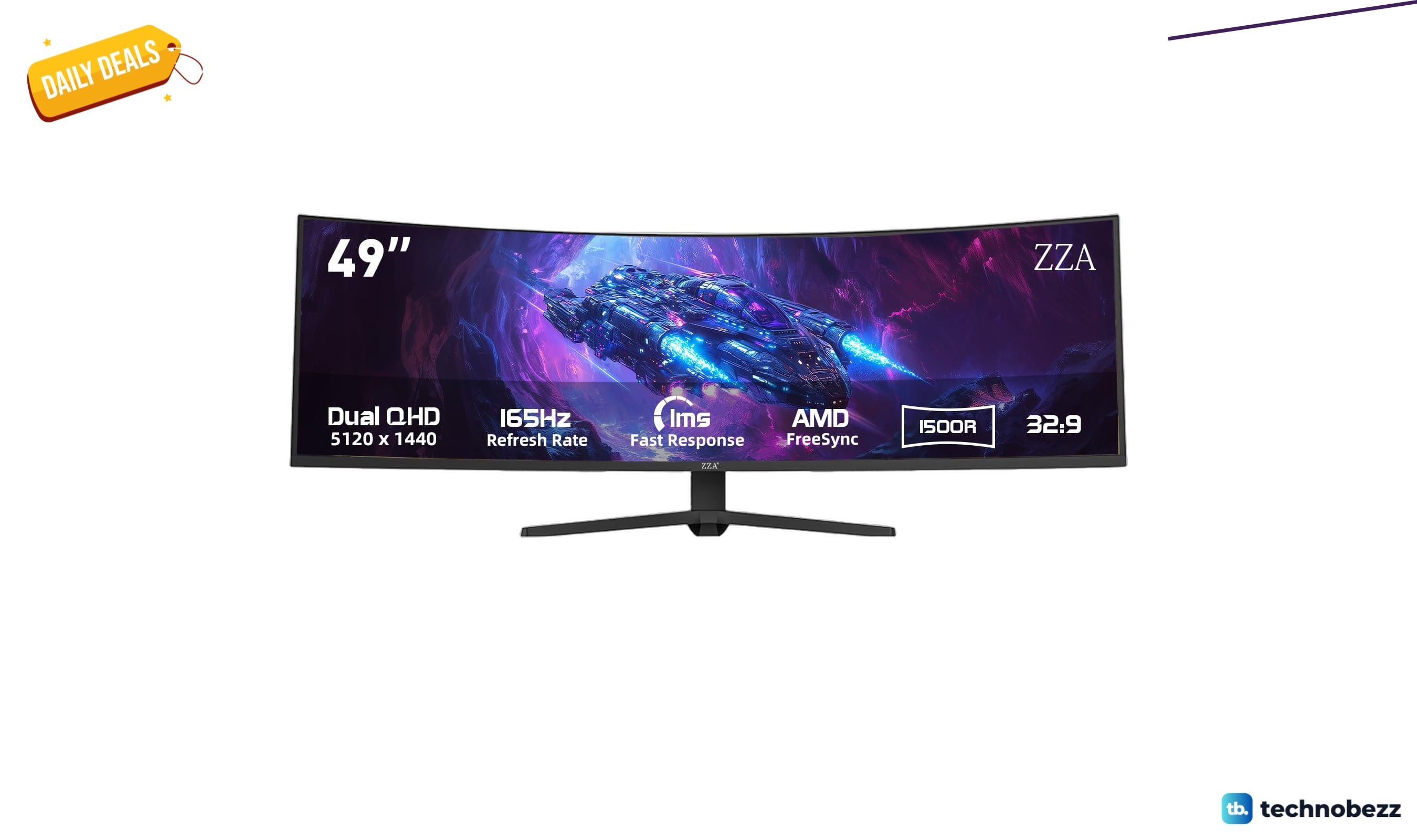 ZZA 49 Ultrawide Curved Gaming Monitor with 165Hz drops to $499.96