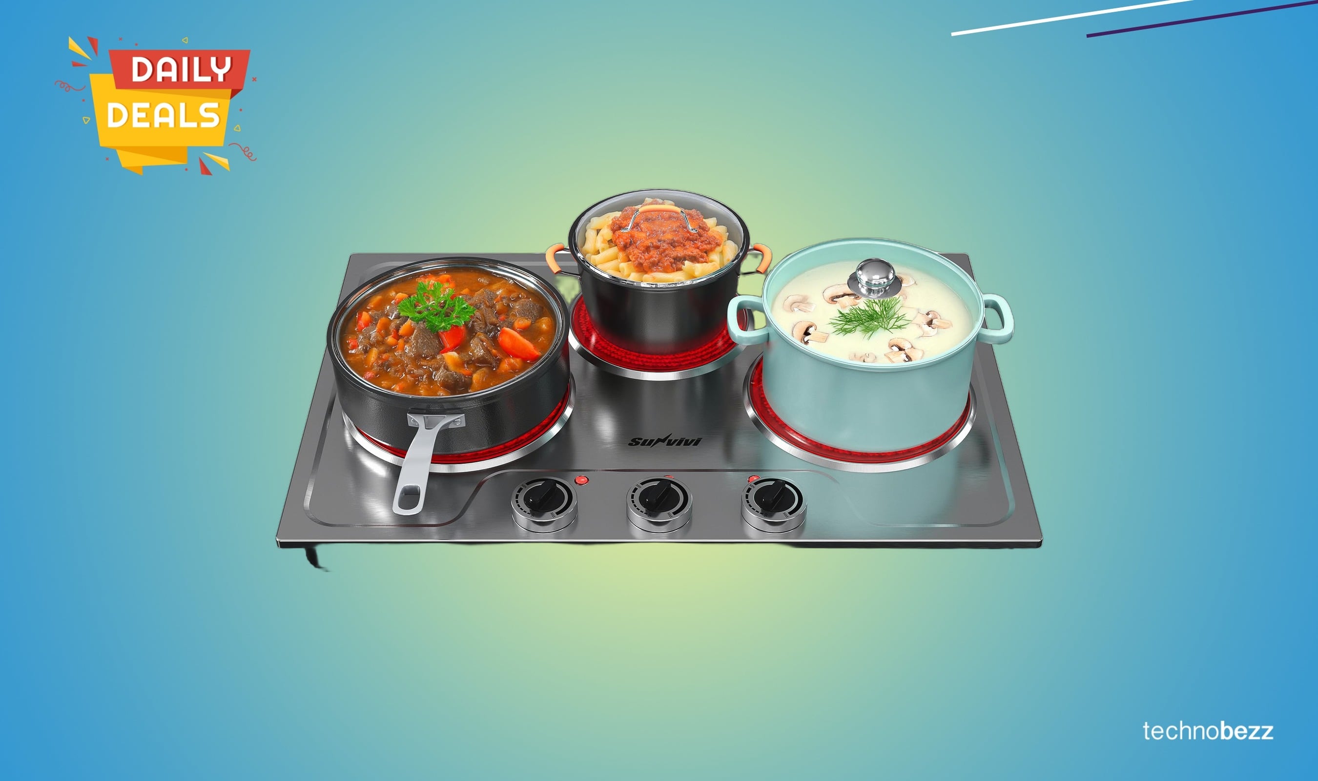 Sunvivipro 1800W Three-burner Portable Electric Cooker drops to $62.99