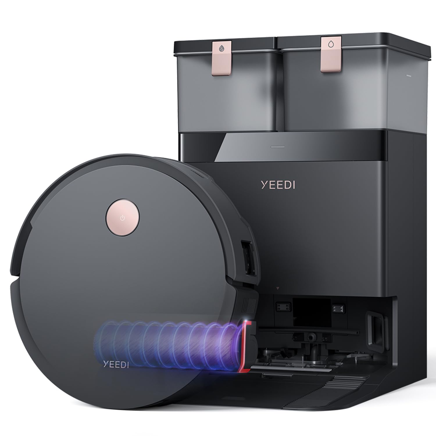 Yeedi S14 Plus Robot Vacuum Mop, 18,000Pa (6.89-inch, Black and Rose Gold)