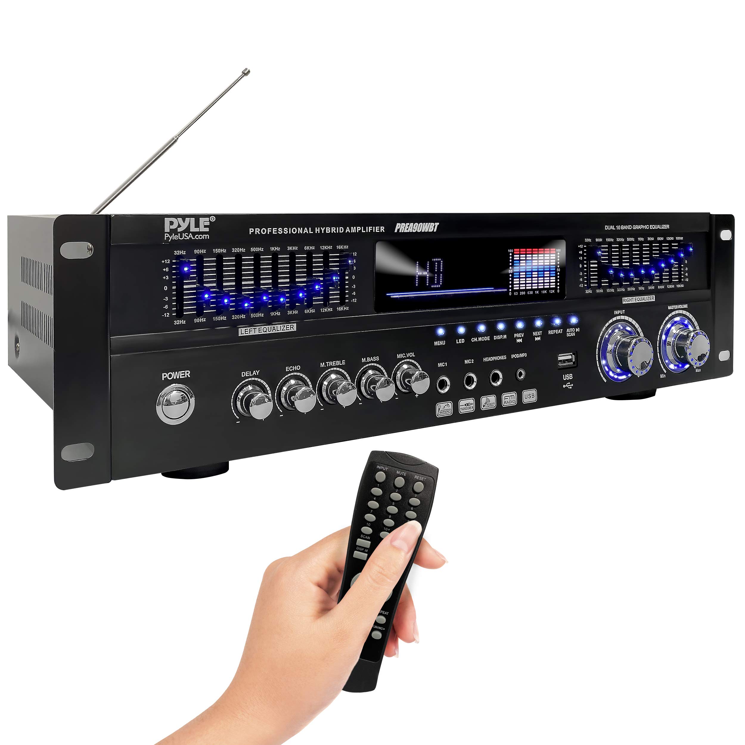 Pyle 6-Channel Bluetooth Hybrid Home Amplifier 1600W