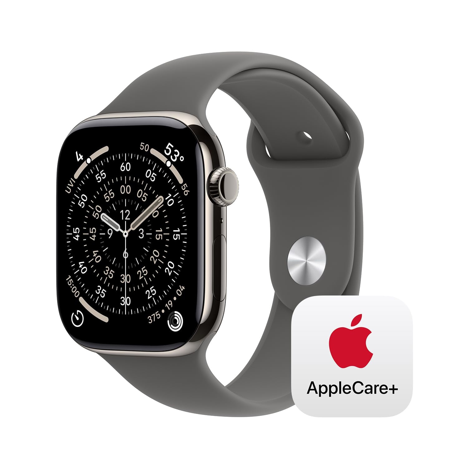 Apple Watch 11 [GPS + Cellular 46mm] (Natural Titanium Case w/ Stone Gray Sport Band)