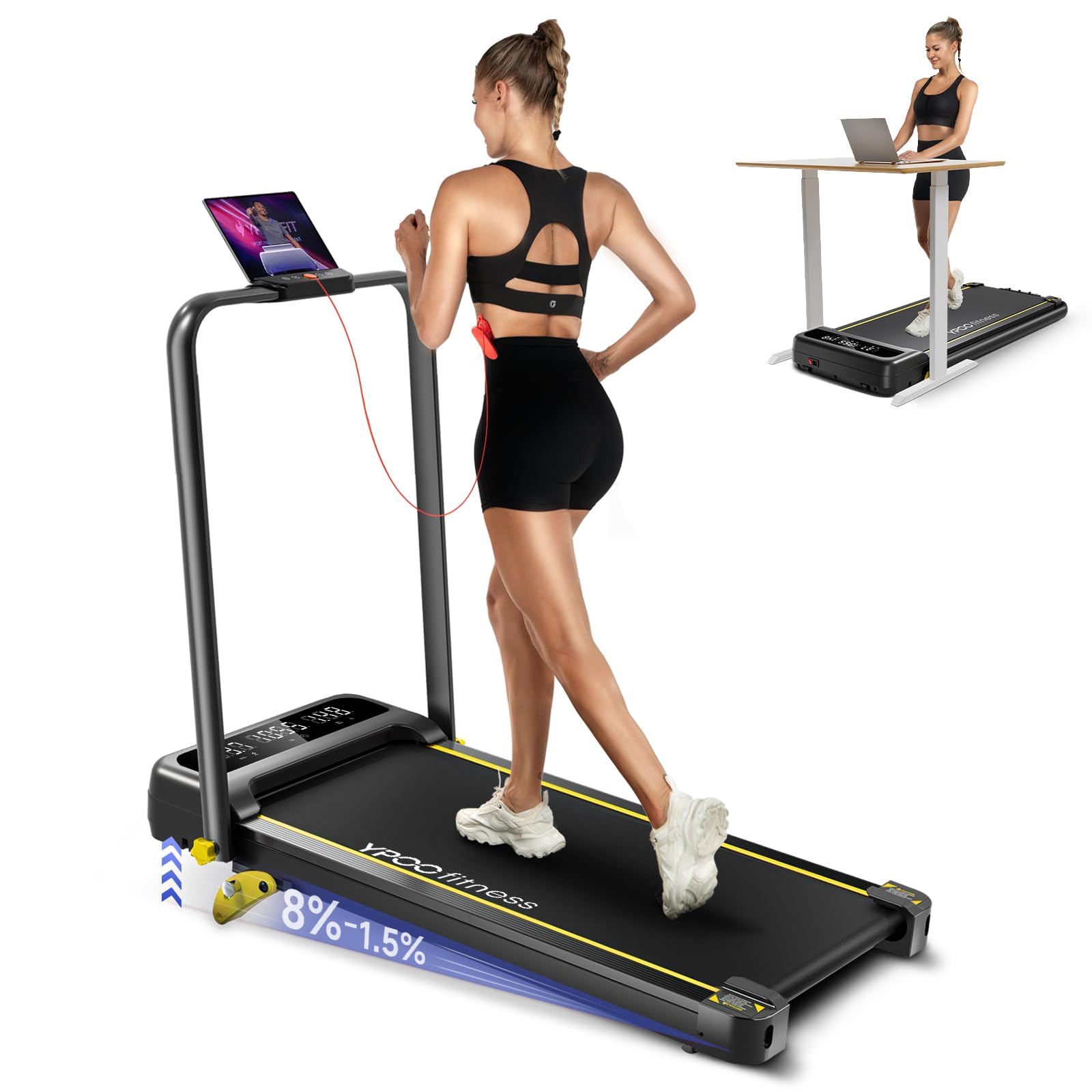 YPOO Foldable Treadmill (2-inch, Black)