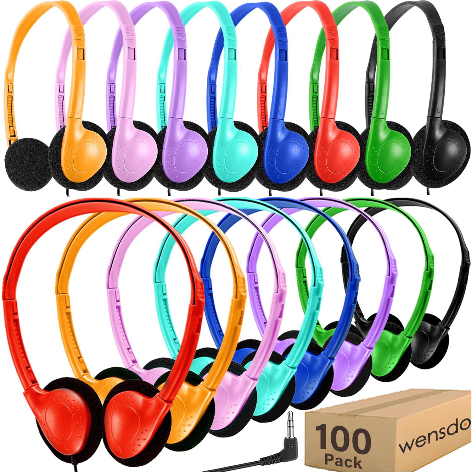 Wensdo 100 Pack Bulk Headphones