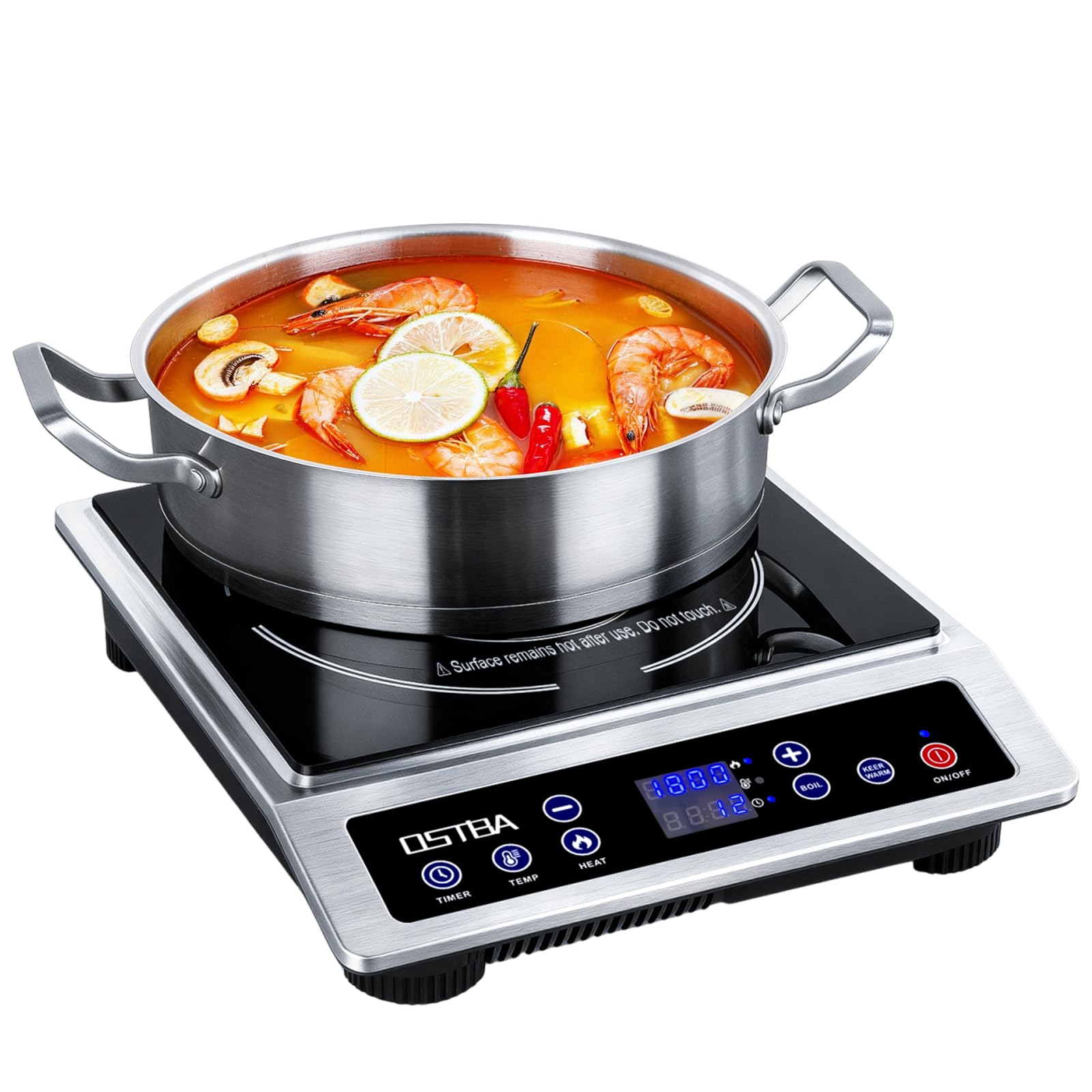 OSTBA 1800W Portable Induction Cooktop, Large Heating