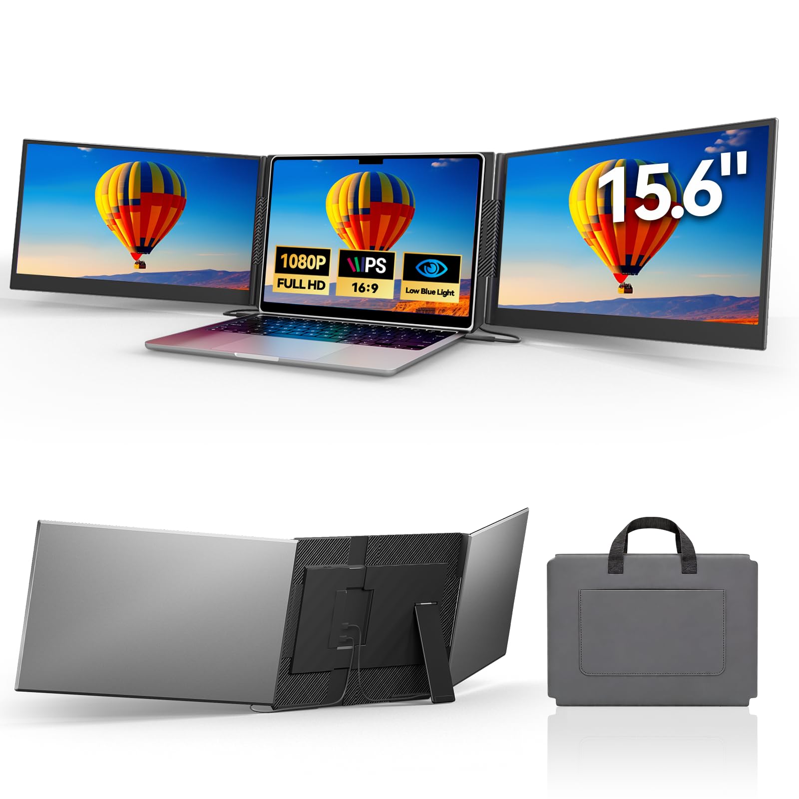 DZVW Screen Extender 15.6, IPS Plug&Play Portable