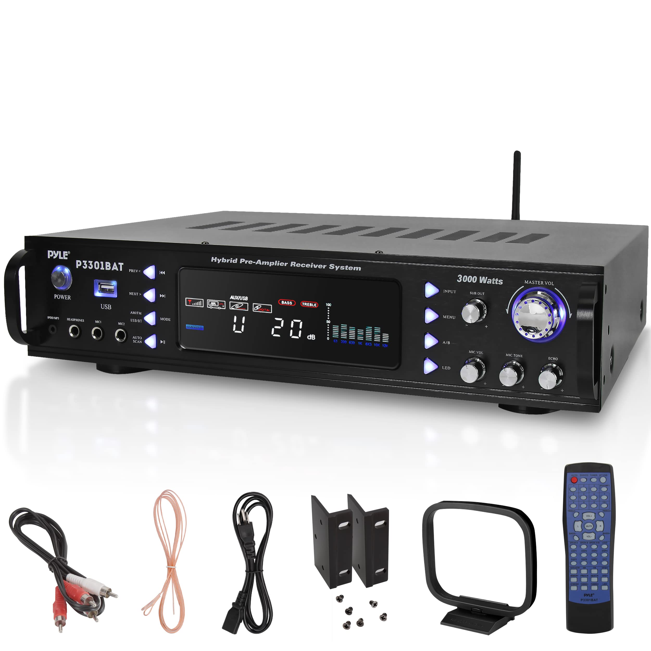 Pyle Wireless Bluetooth Home Stereo Amplifier- Hybrid