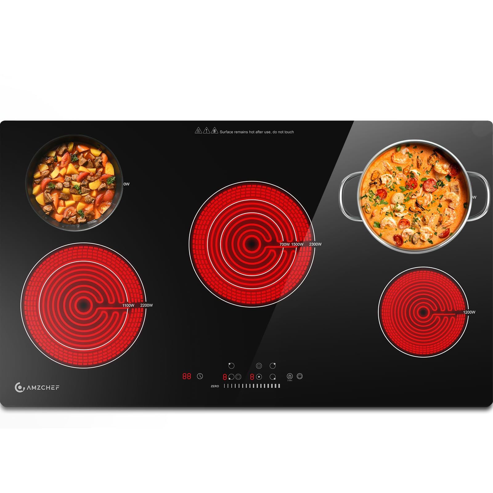 AMZCHEF 36 Electric Cooktop 8900W: 5 Burner