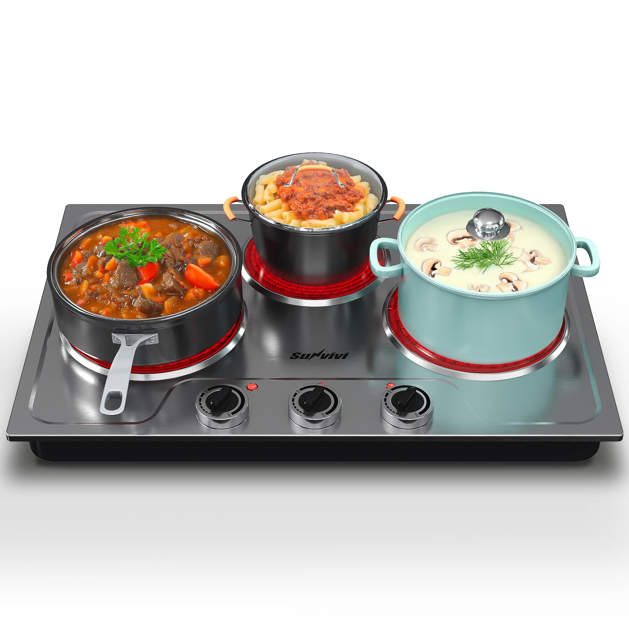 Sunvivipro 1800W Three-burner Portable Electric Ceramic Cooker