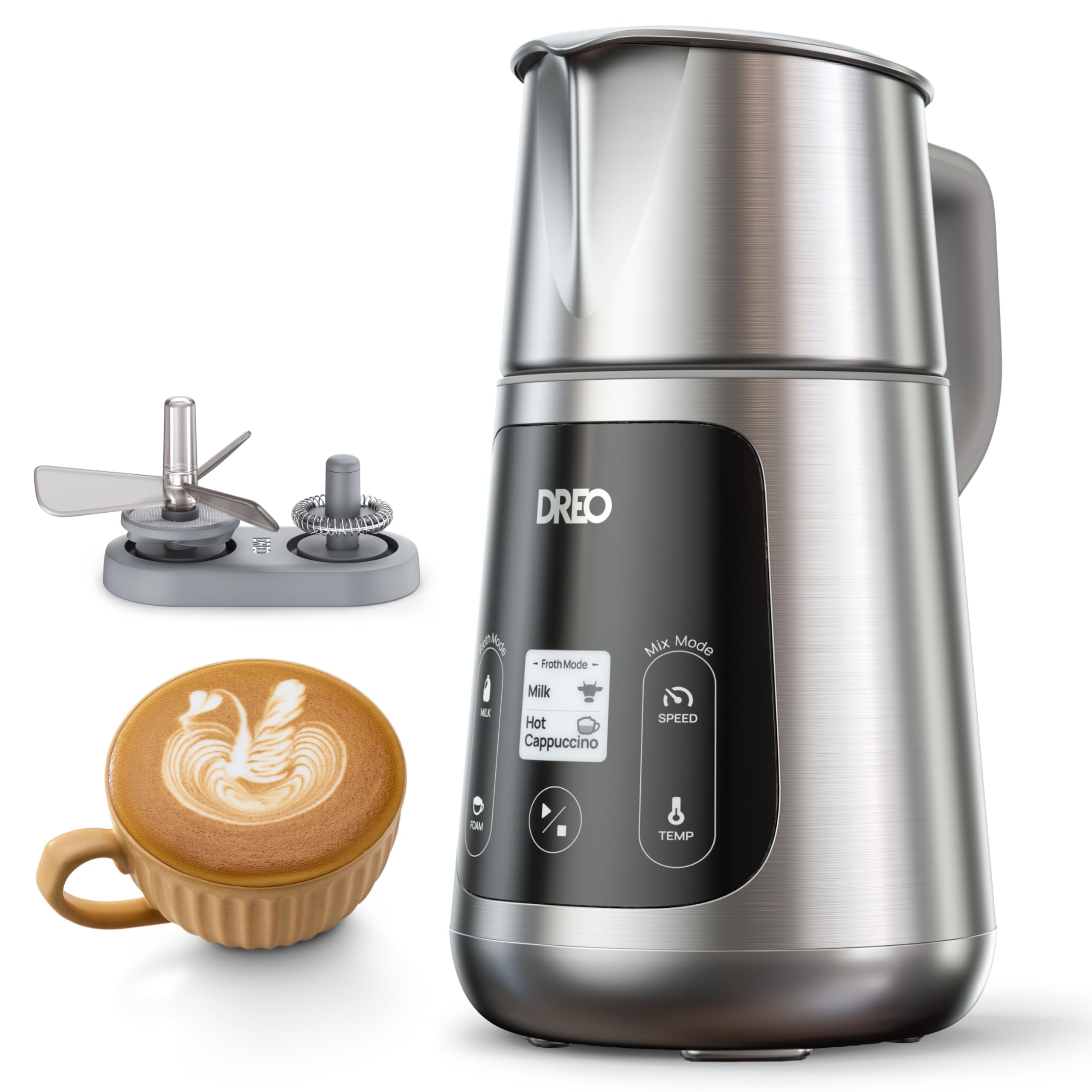 DREO Milk Frother, All-in-1 Electric Foam Maker