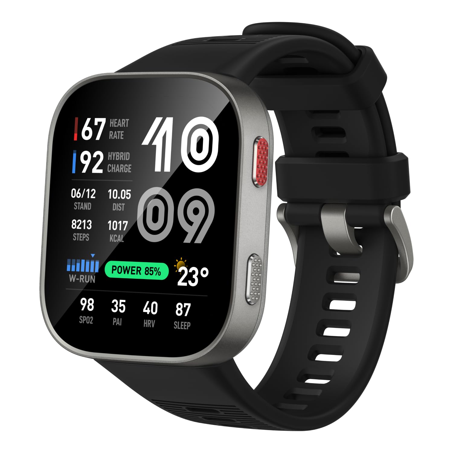 Amazfit Bip Max Smart Watch (2.07-inch, Silver (Black Band))