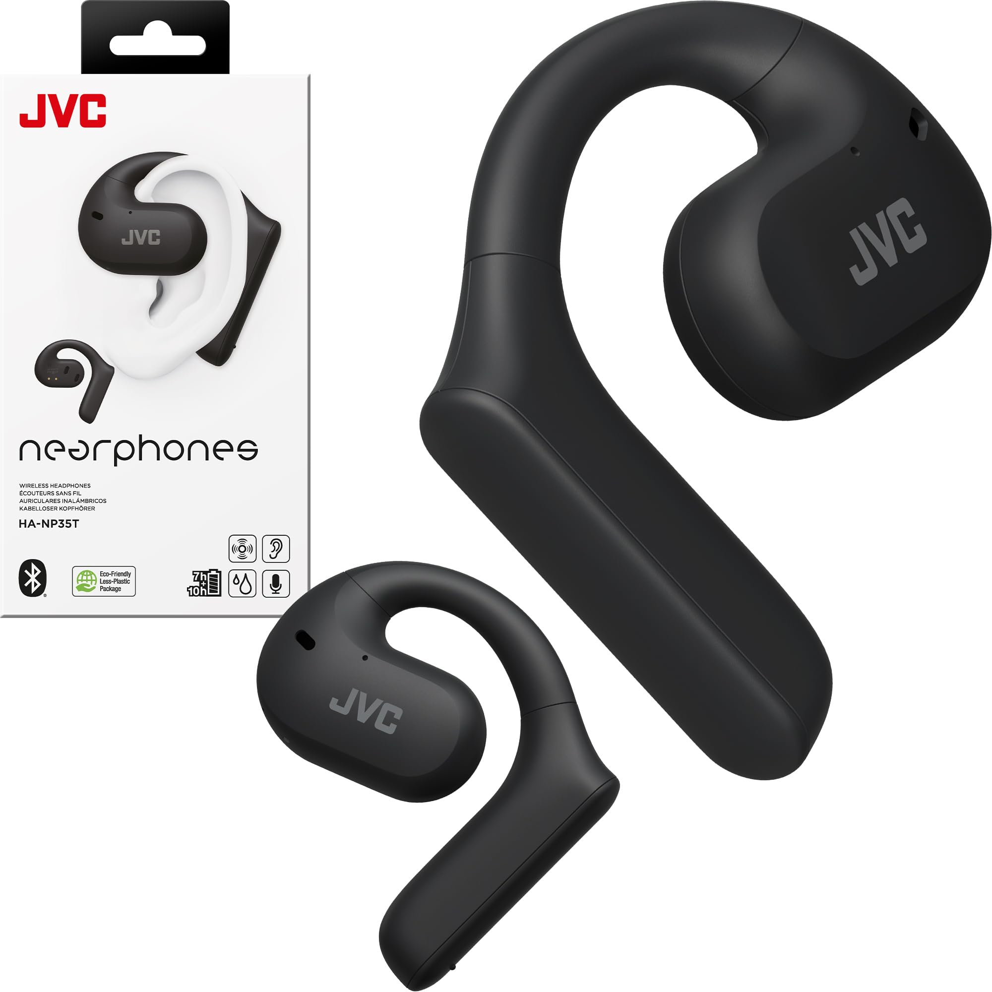 JVC Nearphones Open Ear True Wireless Headphones (Black)