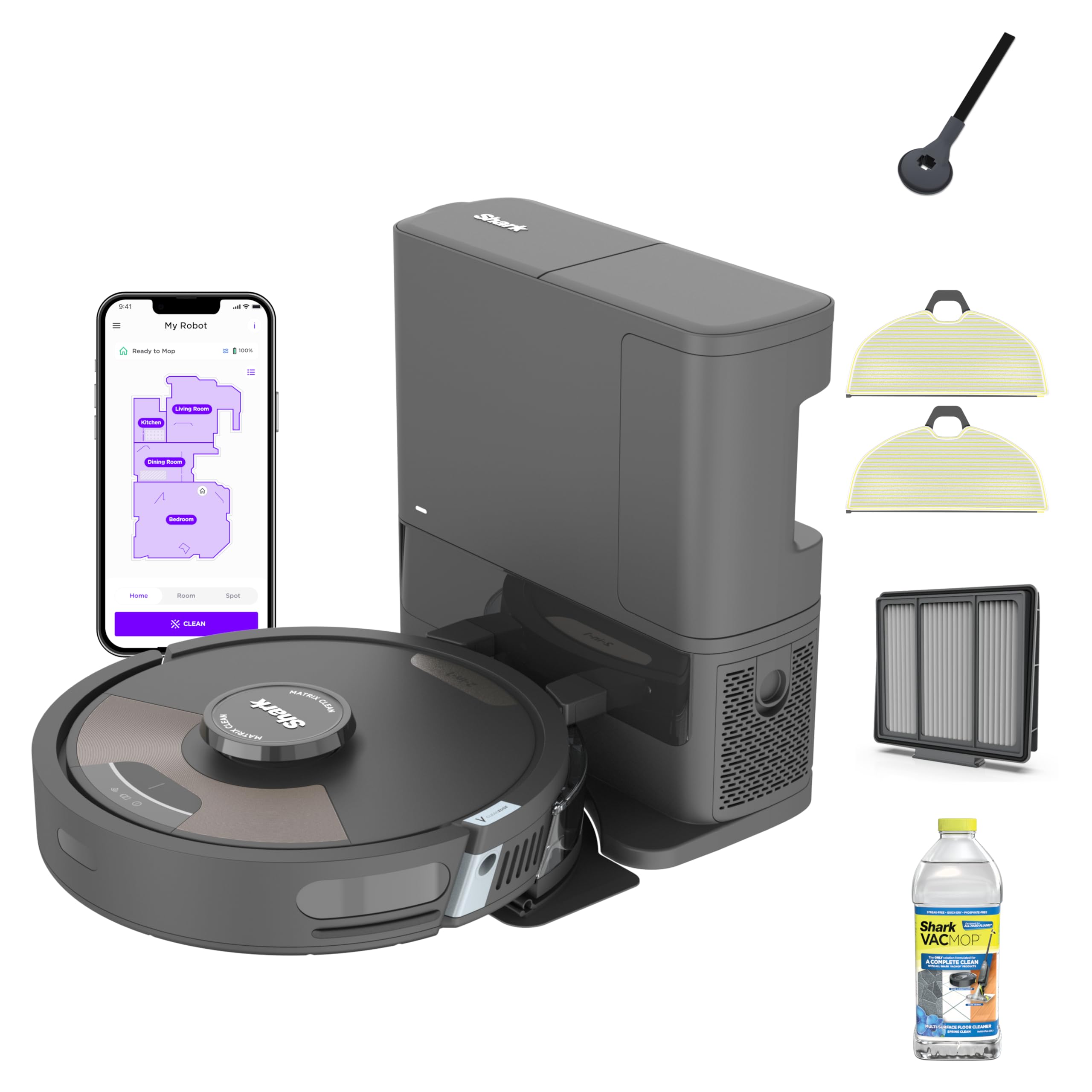 Shark Plus 2in1 Robot Vacuum & Mop (2-inch, Black/Mocha)