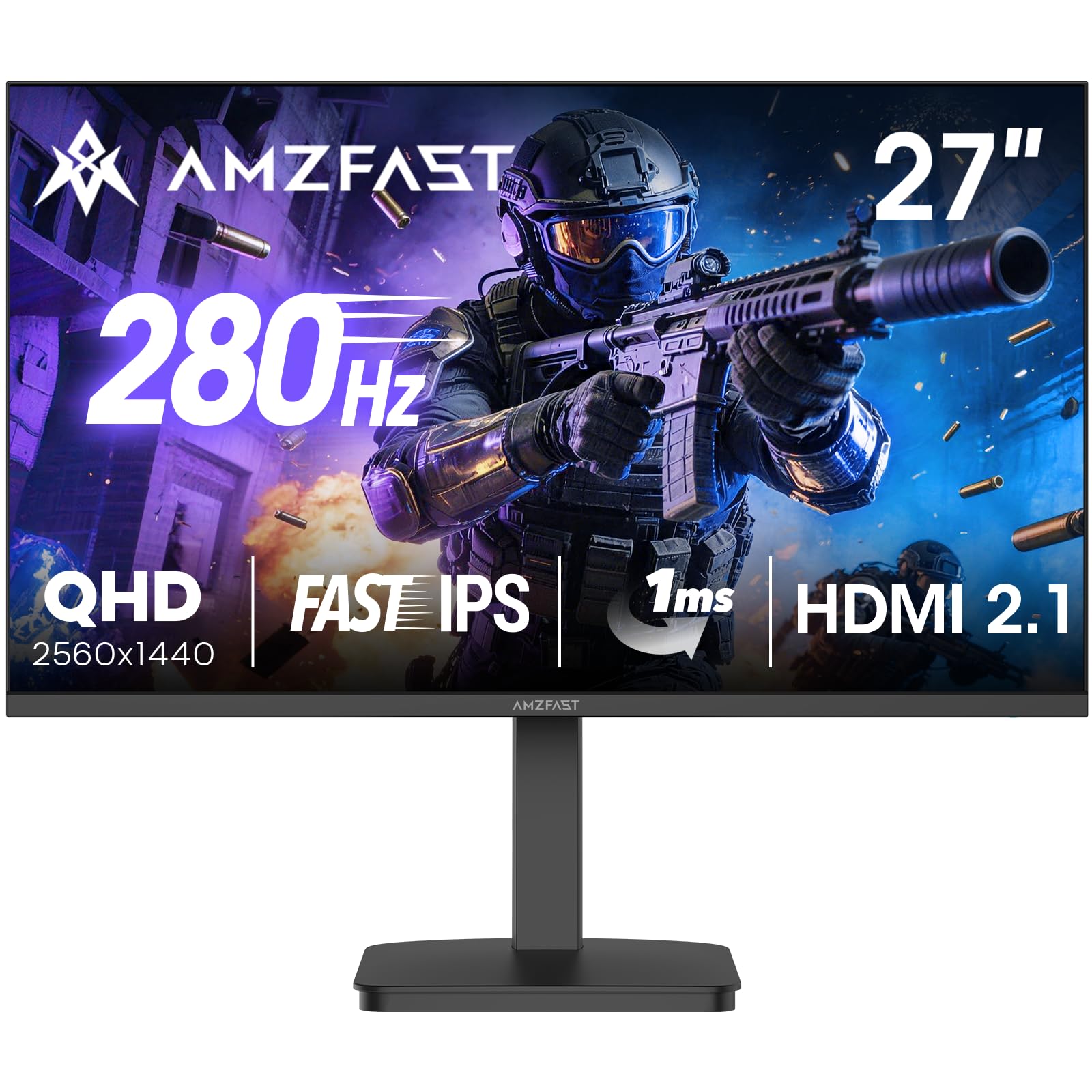 Amzfast Gaming Monitor WQHD Height Adjustable