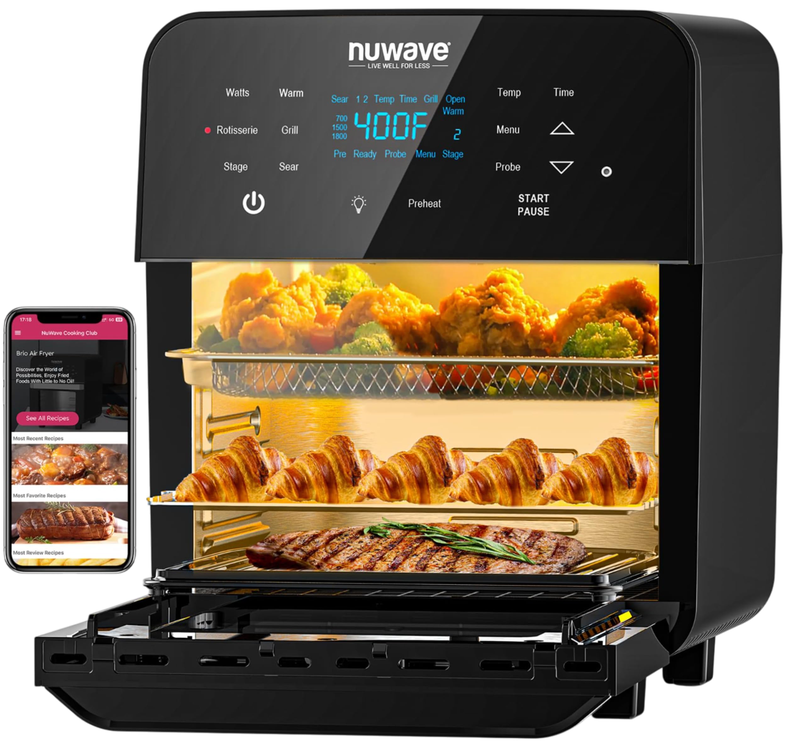 Nuwave Brio 15.5Qt Air Fryer Rotisserie Oven