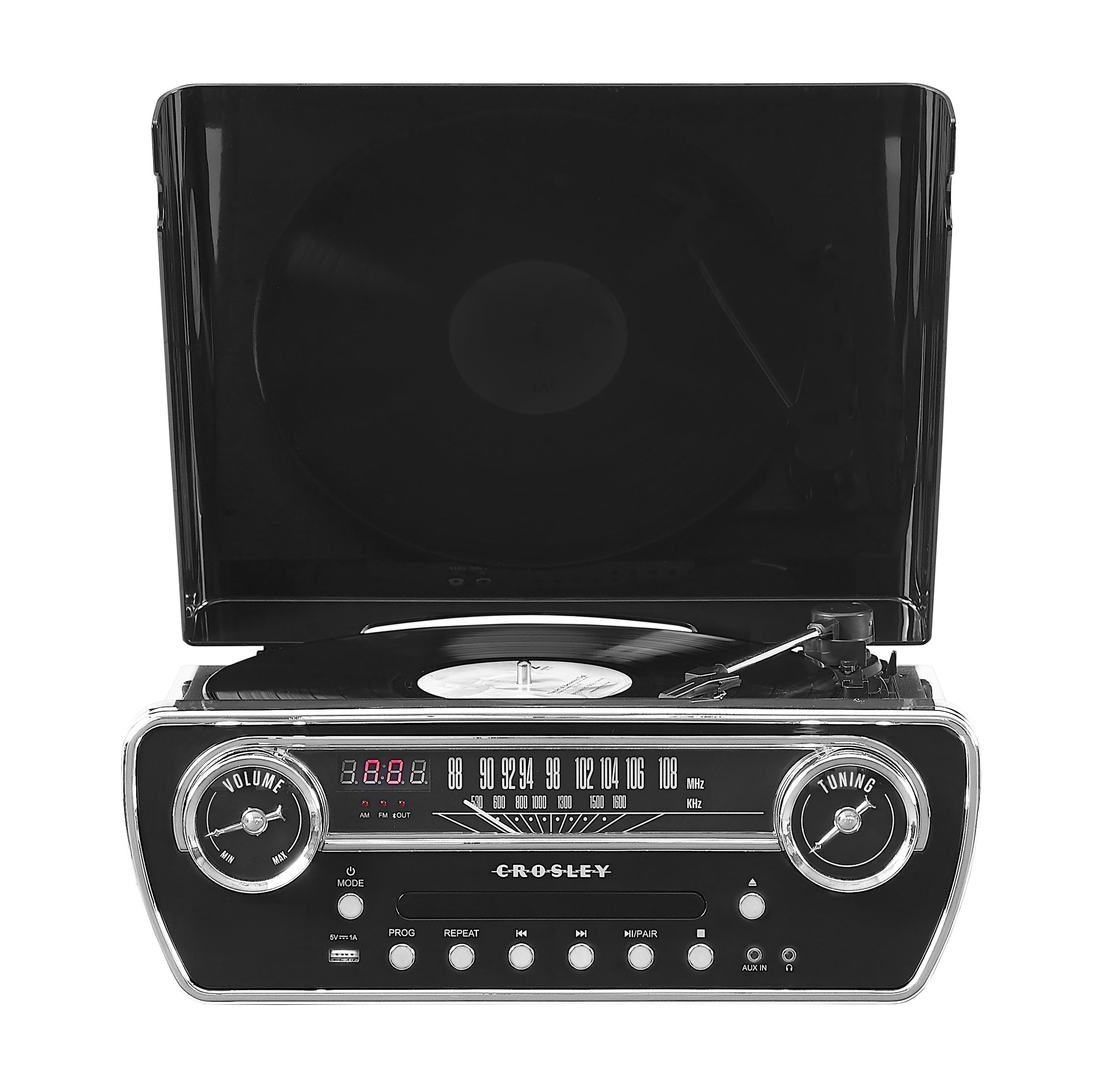 Crosley CR6047A-BK Powel 7-in-1 Bluetooth in/Out Vinyl