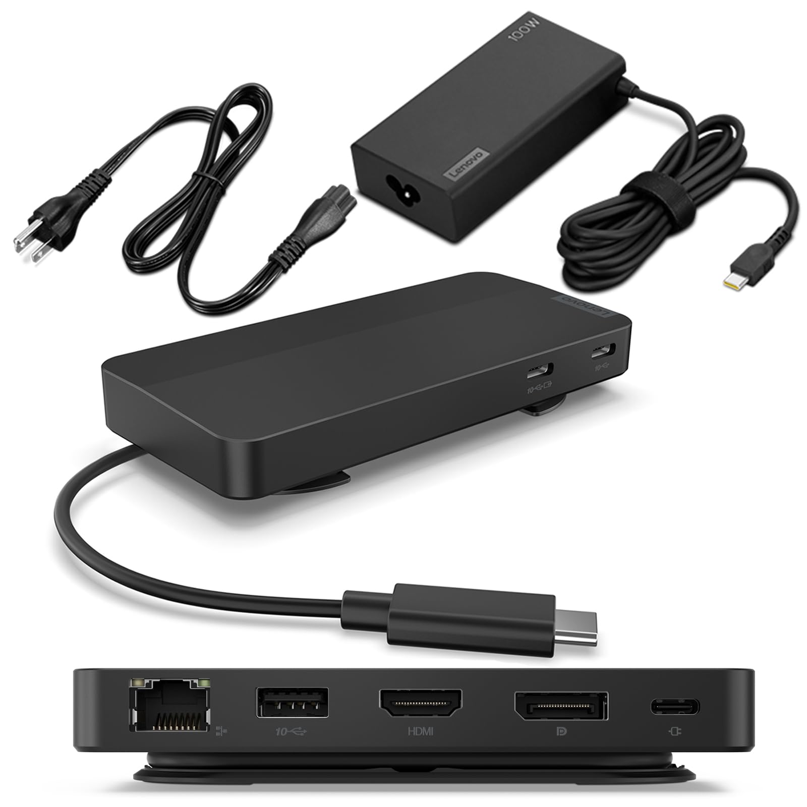Lenovo USB-C Dual Display Travel Dock w/ (0.79-inch, Black)