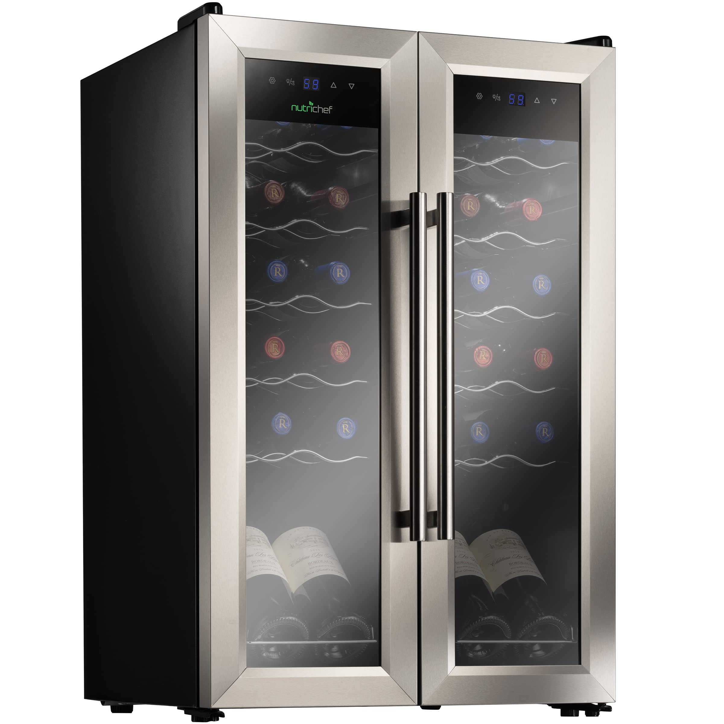 NutriChef 24-Bottle Wine Fridge, Dual Zone