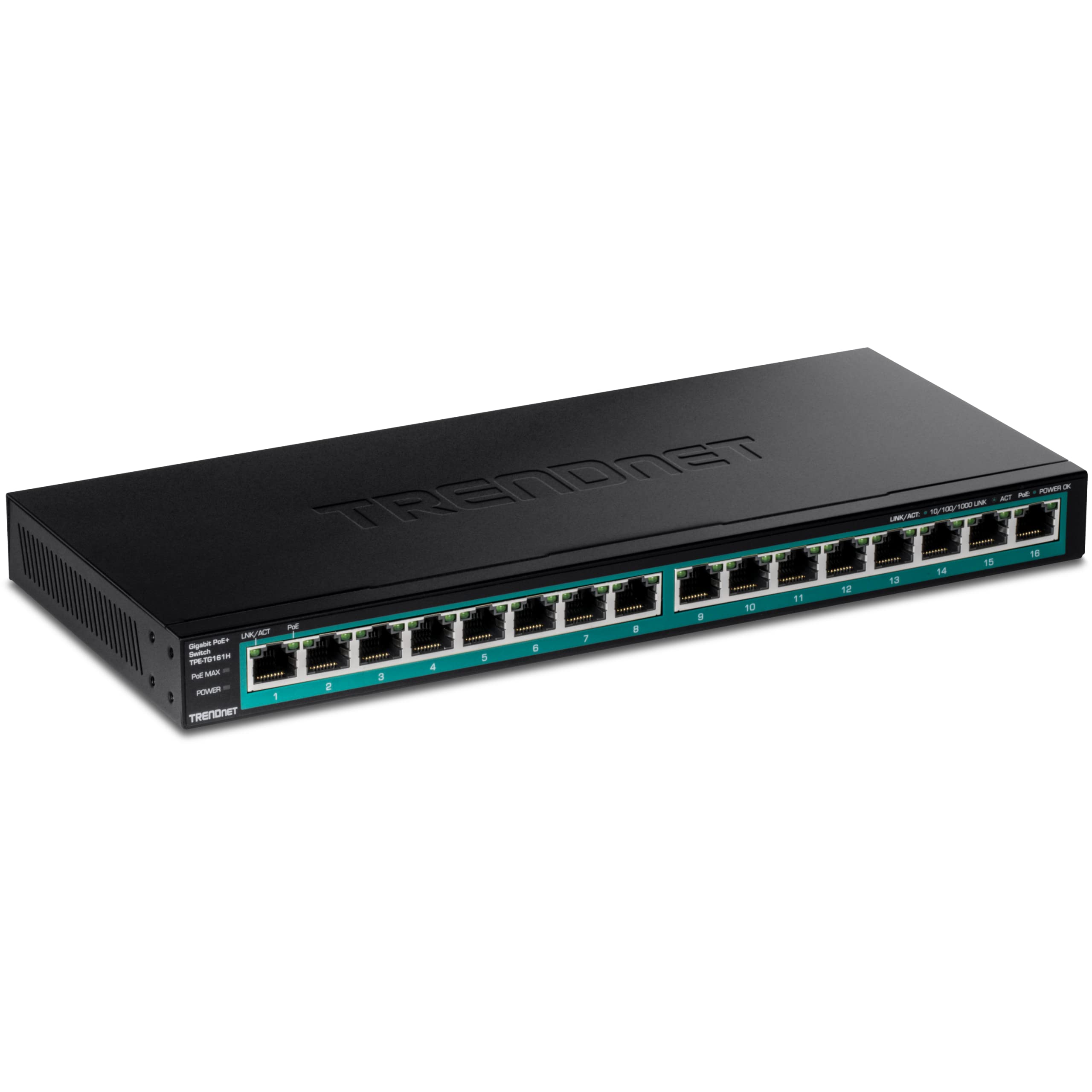 TRENDnet 16-Port Gigabit PoE+ Switch, 16 x