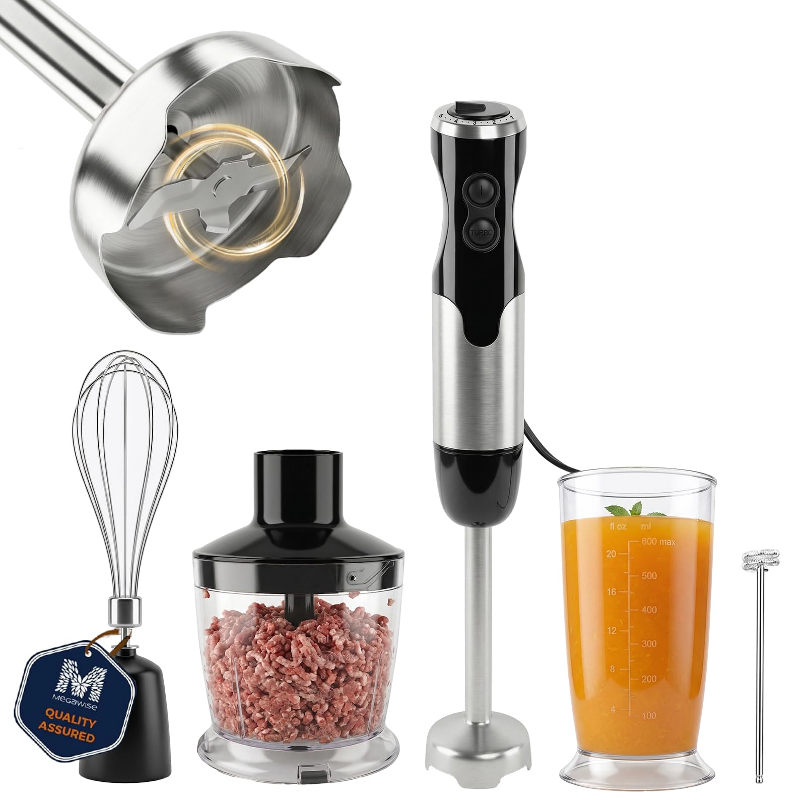 MEGAWISE HB-2062B 5-in-1 Hand Immersion Blender Set