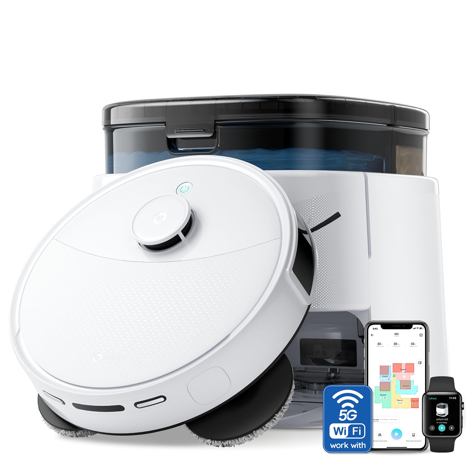 Lefant M3 Robot Vacuum, Auto Mop Washing