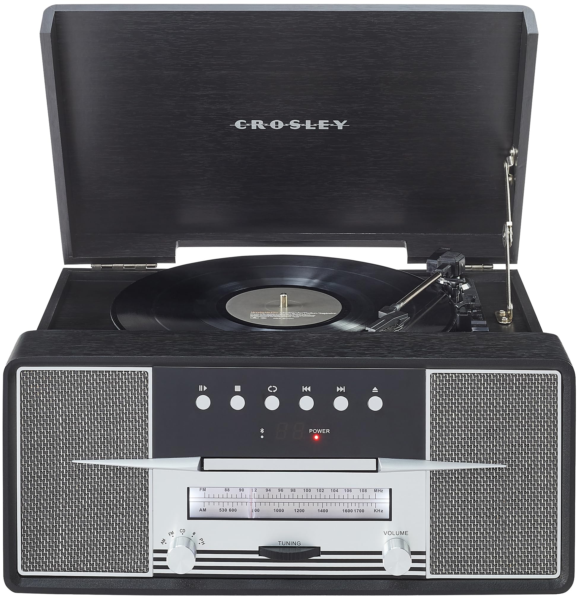 Crosley CR7016A-BK Rhapsody 7-in-1 Bluetooth 3-Speed Vinyl