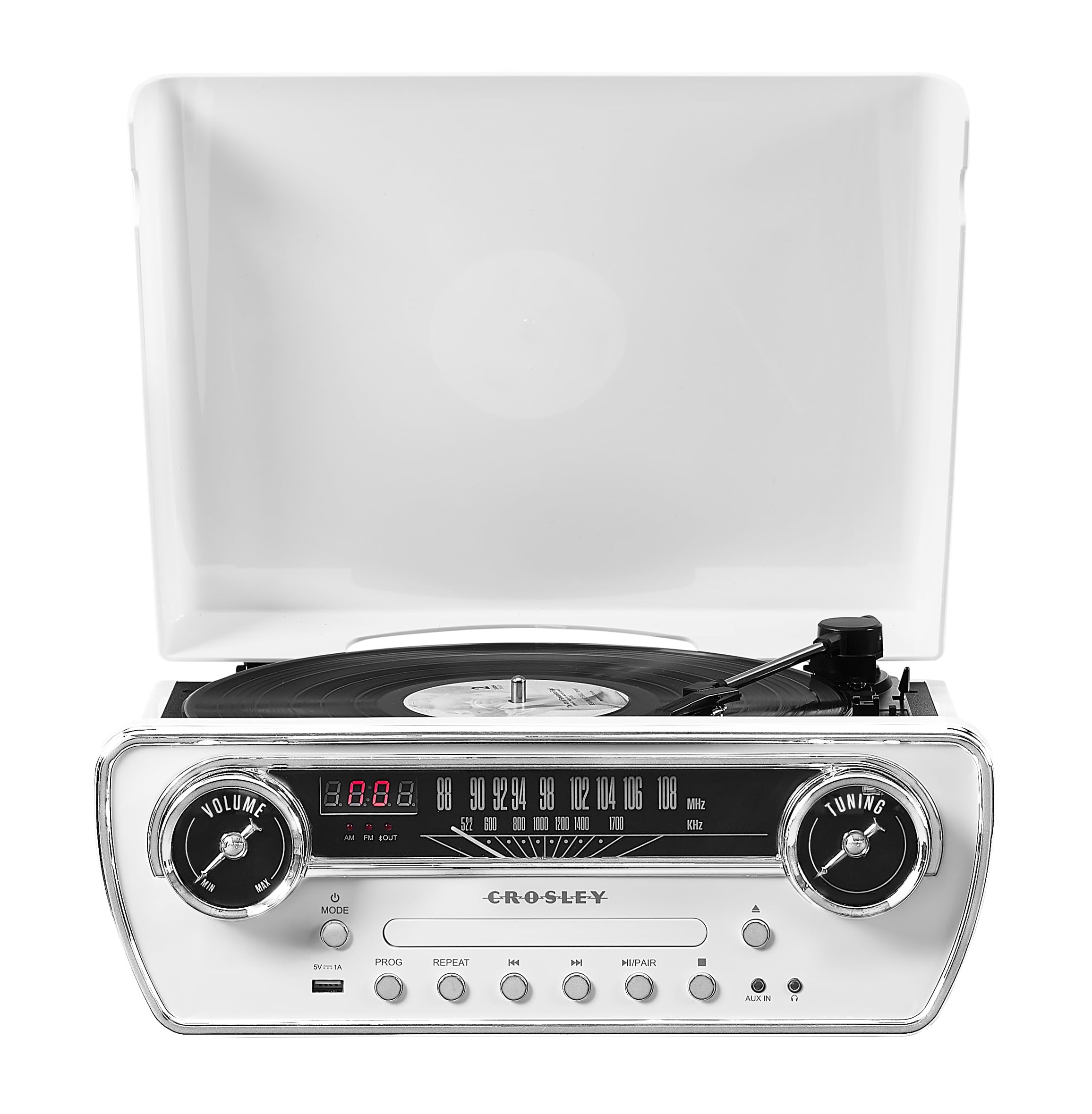 Crosley CR6047A-WH Powel 7-in-1 Bluetooth in/Out Vinyl