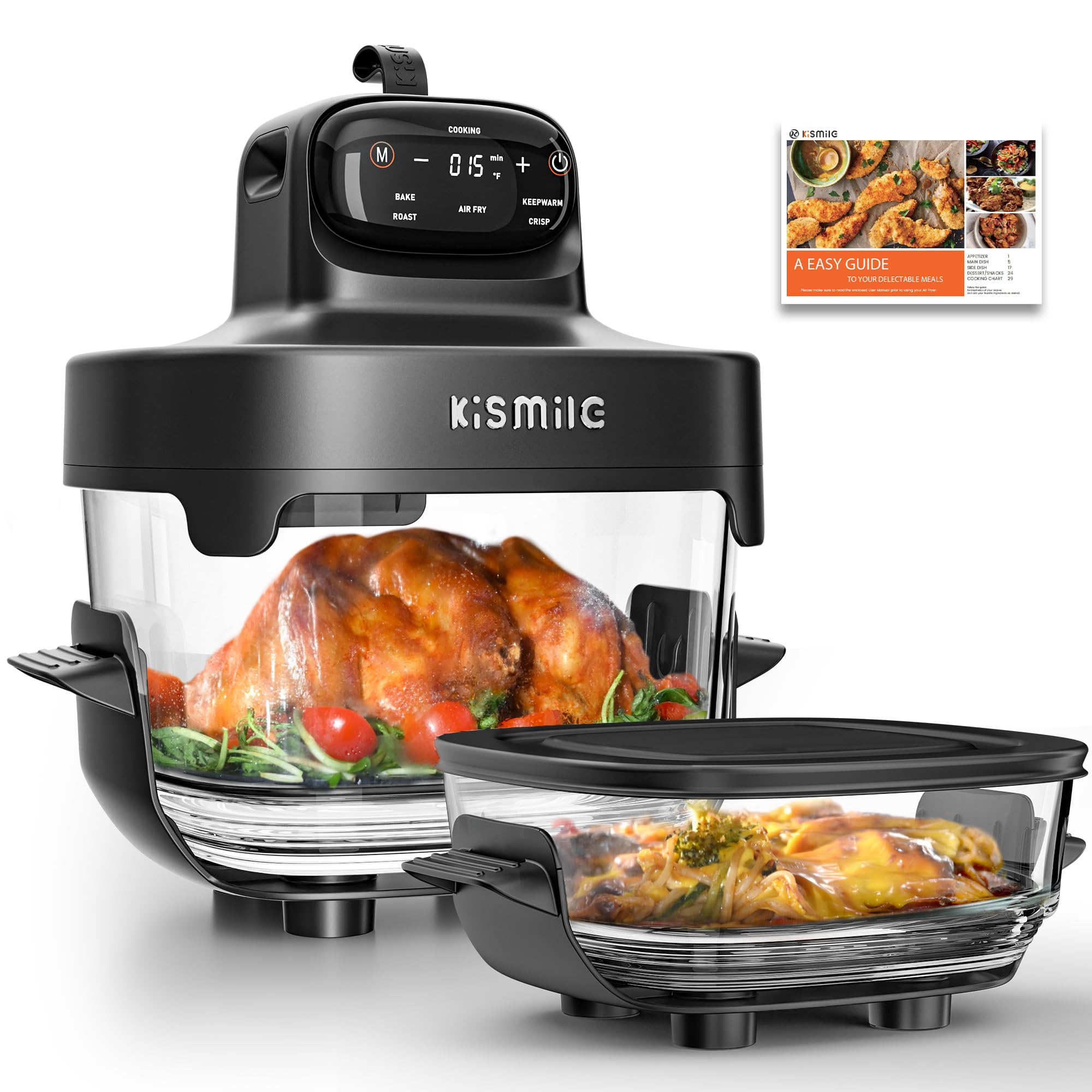 Kismile 5-in-1 Glass Air Fryer, Upgraded Portable