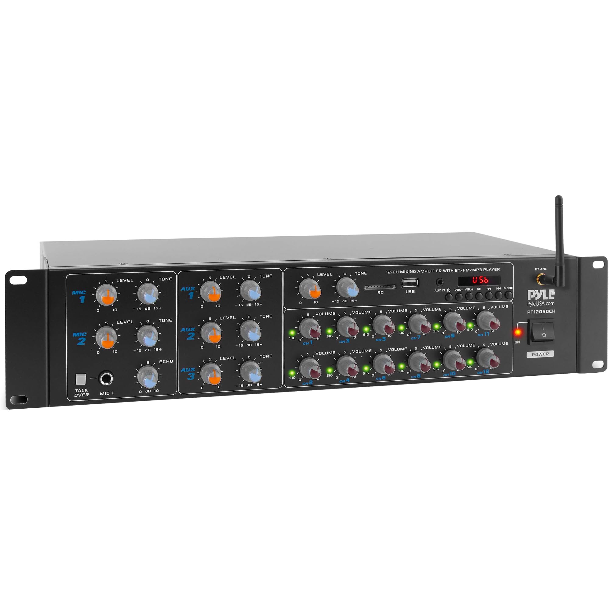 Pyle 12-Channel Wireless Bluetooth Power Amplifier 6000