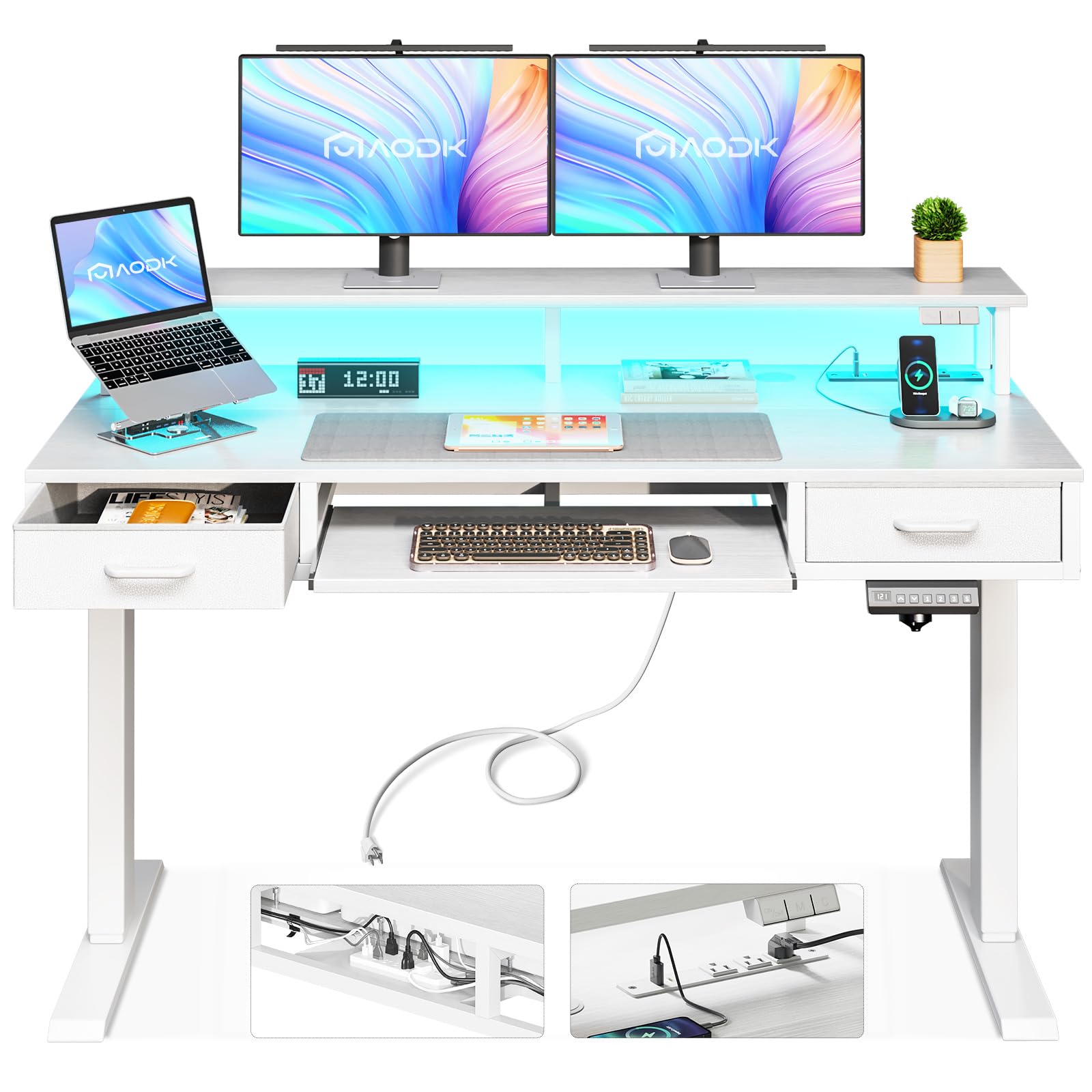 AODK Electric Standing Desk (47-inch, White)