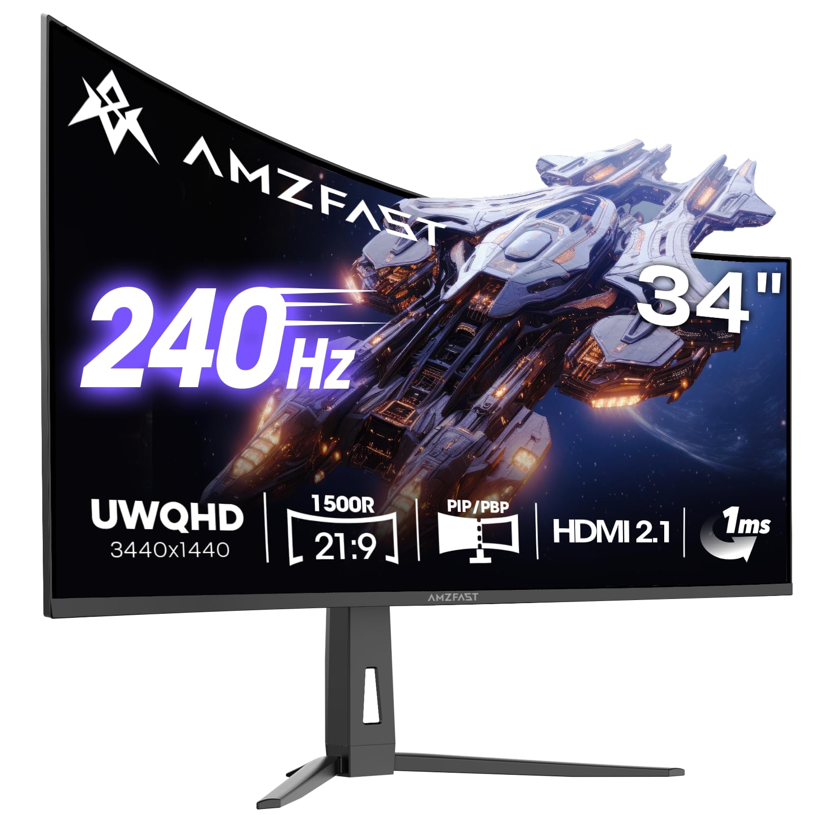 Amzfast Curved Gaming Monitor UWQHD