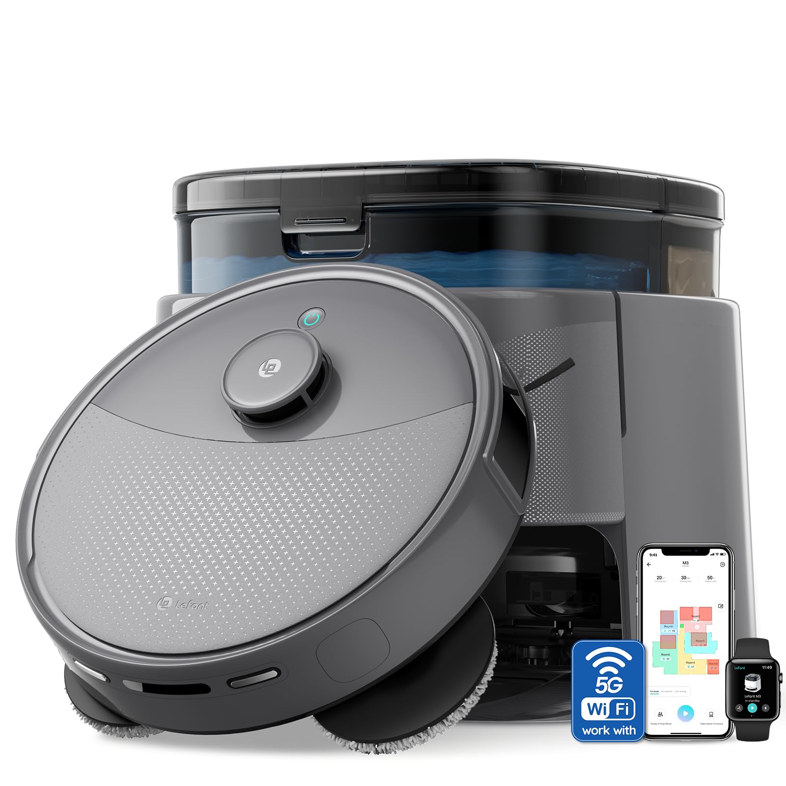 Lefant LiDAR Robot Vacuum Mop, 20000Pa Suction