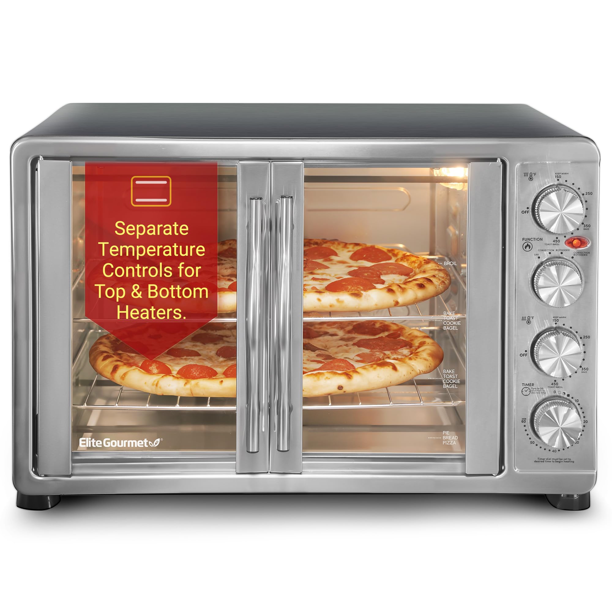Elite Gourmet ETO-4510M French Door 47.5Qt, 18-Slice