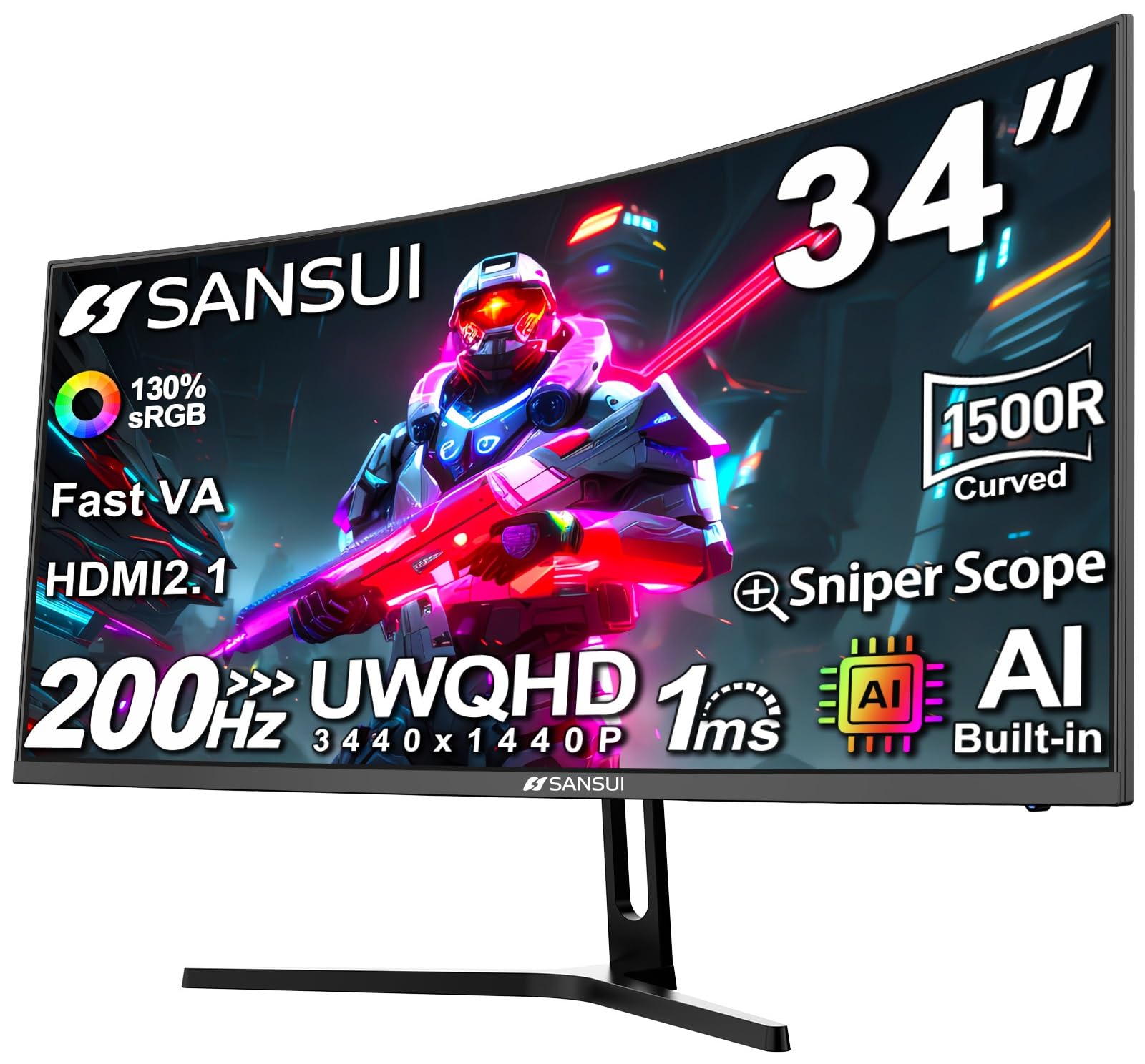 SANSUI Curved Gaming Monitor UWQHD