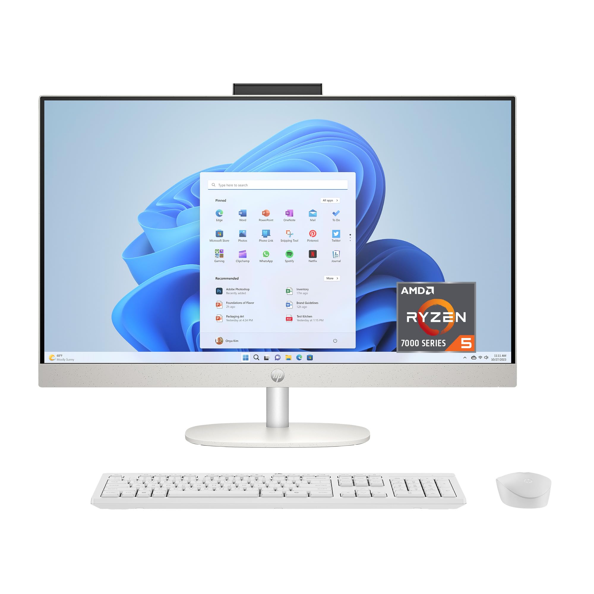 HP 27 All-in-One Desktop PC, FHD Touchscreen