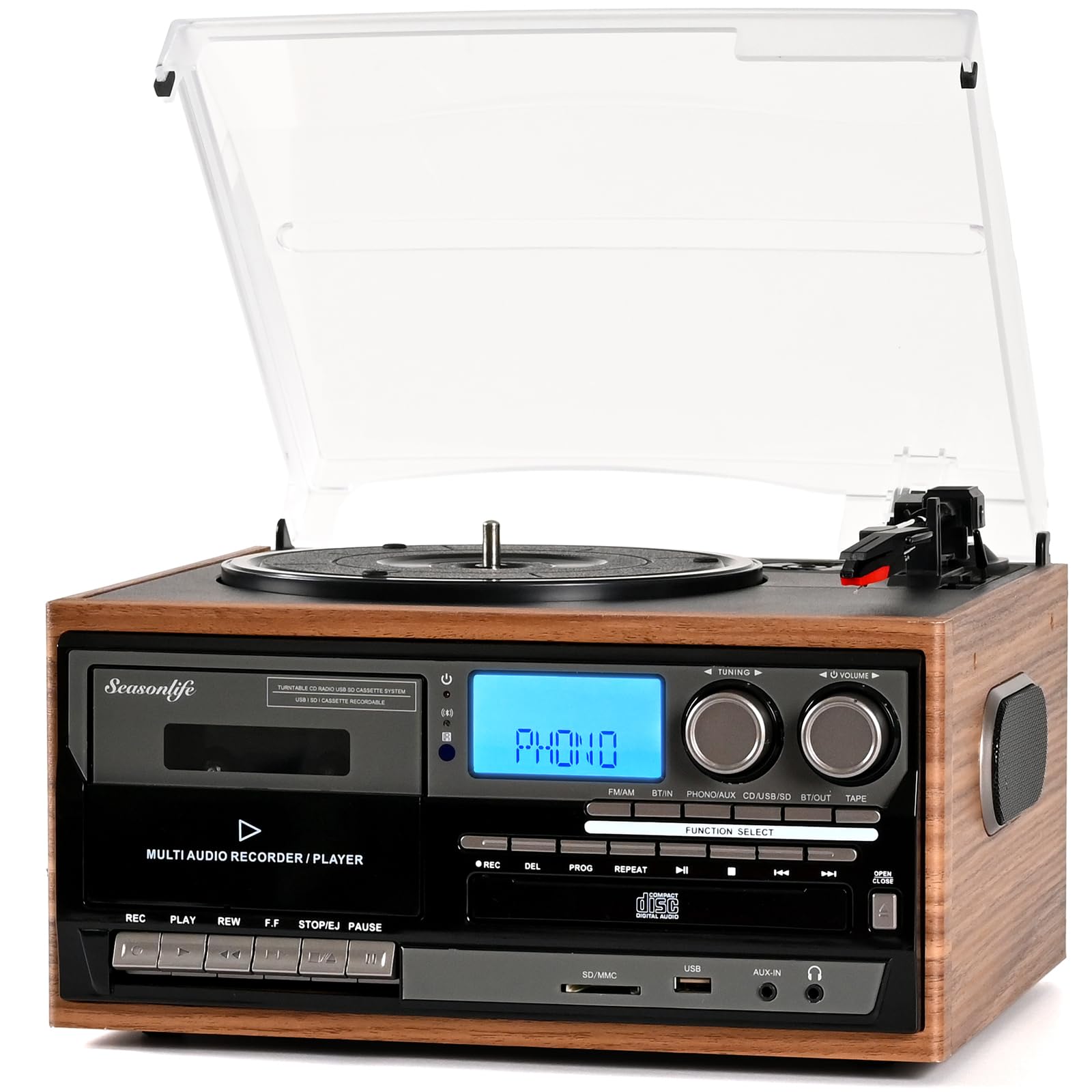 Seasonlife&reg; Vinyl Record Player 10 in 1