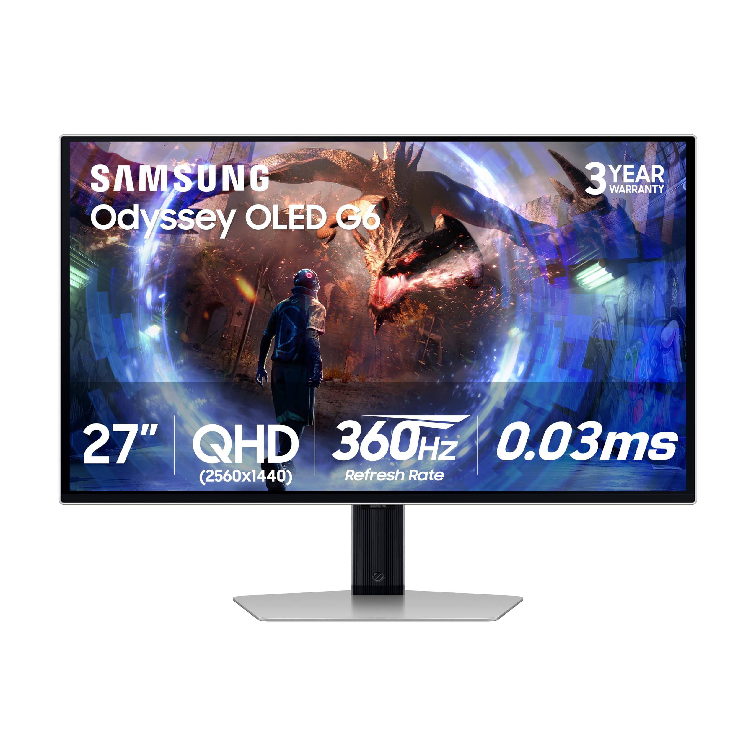 Samsung 27” Odyssey OLED G6 Gaming Monitor (27-inch, Silver)