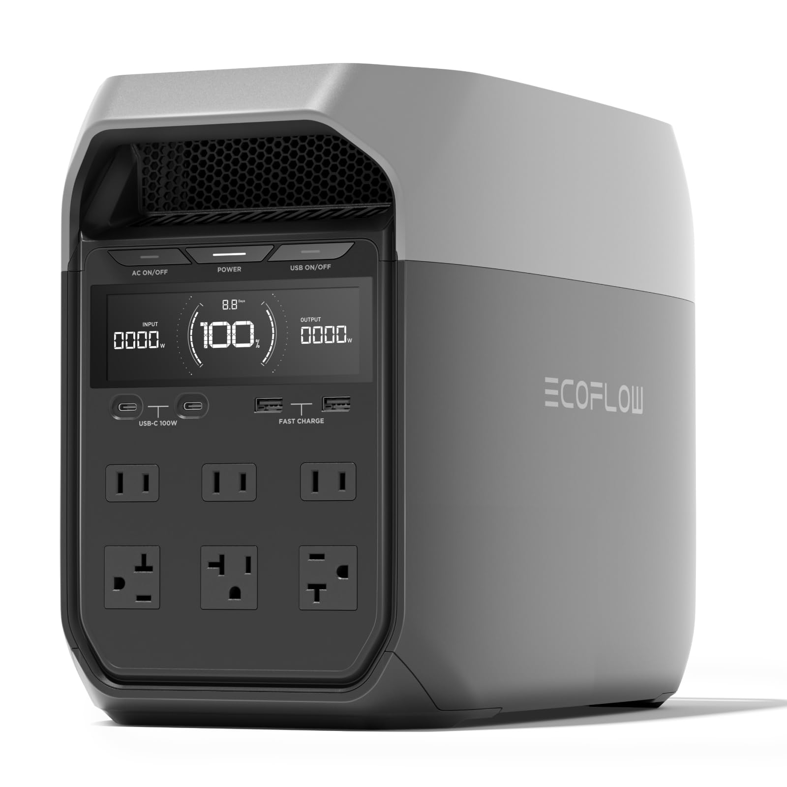 EF ECOFLOW DELTA 3 Portable Power Station (Black and Gray)
