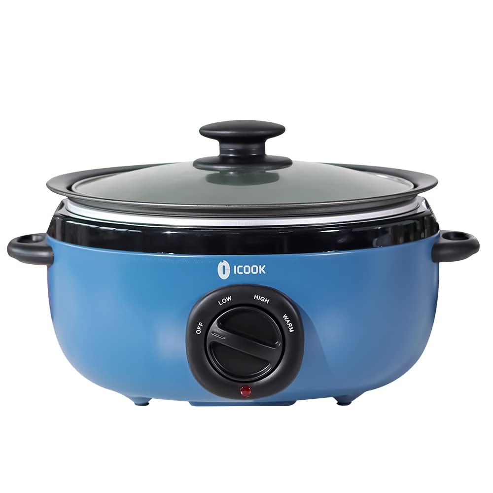 ICOOK USC-65-OP001BL 6.5 Quart Slow Cooker,Aluminium Sear/Sauté