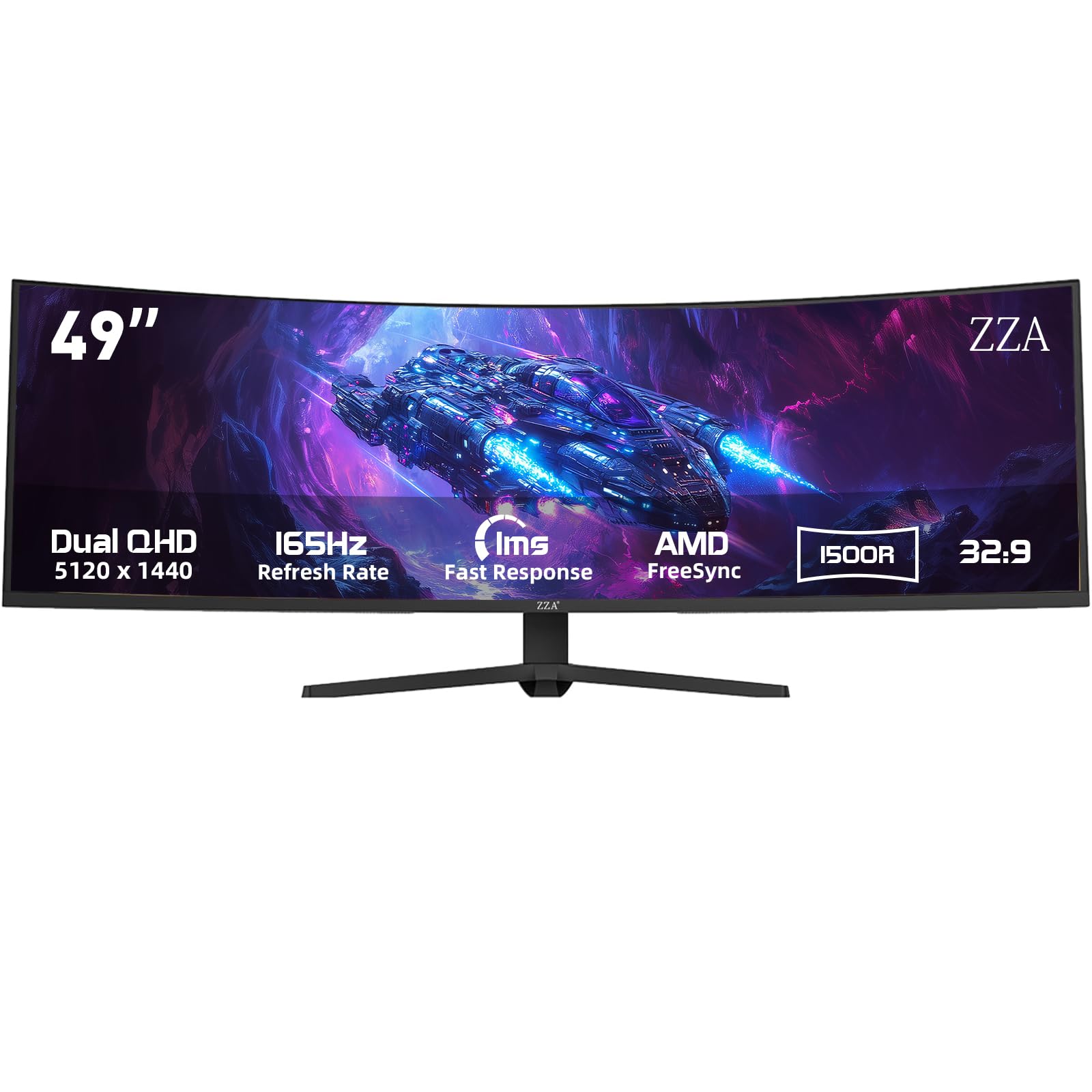 ZZA 49 Ultrawide Curved Gaming Monitor, 165Hz