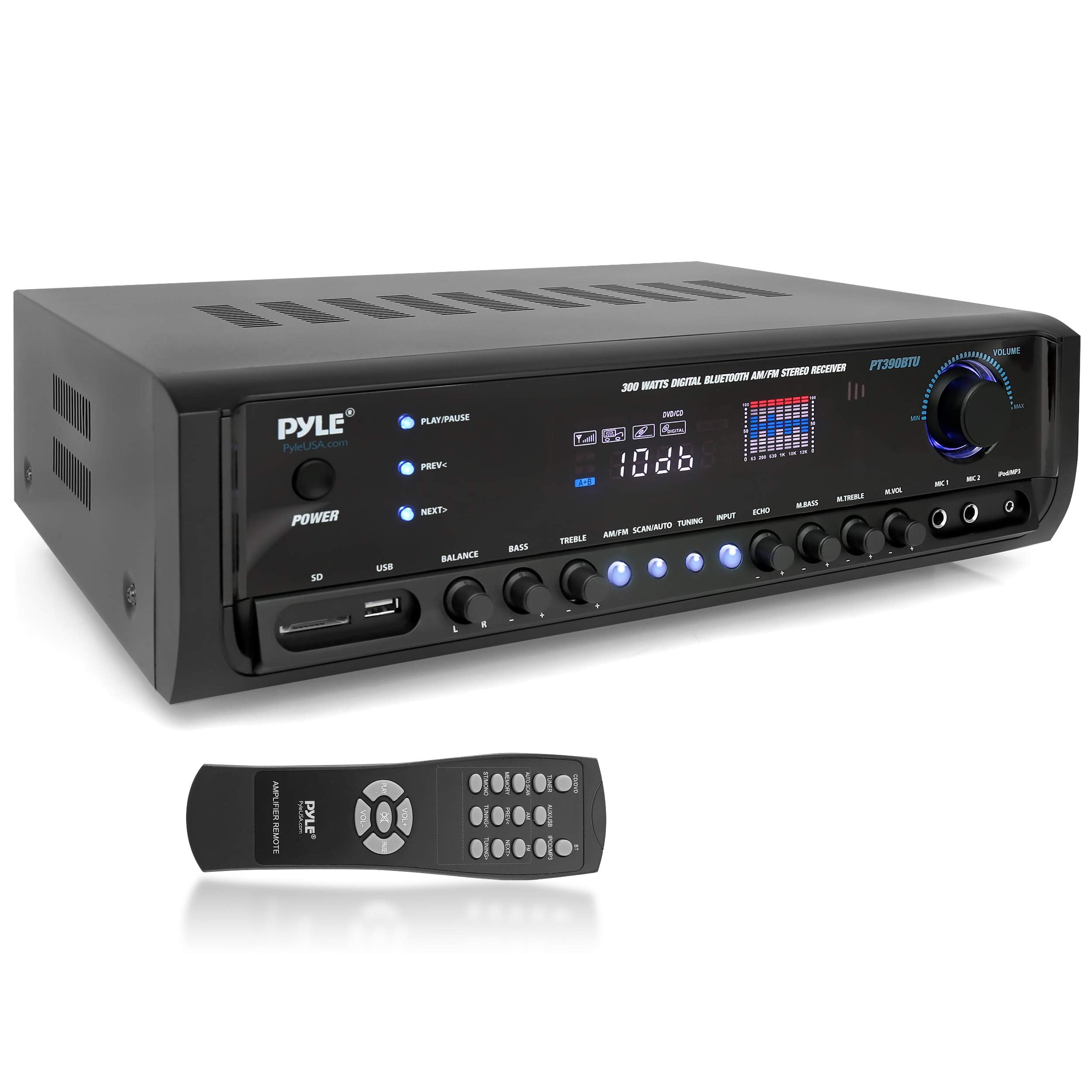 Pyle Wireless Bluetooth Home Amplifier- Connectivity Power