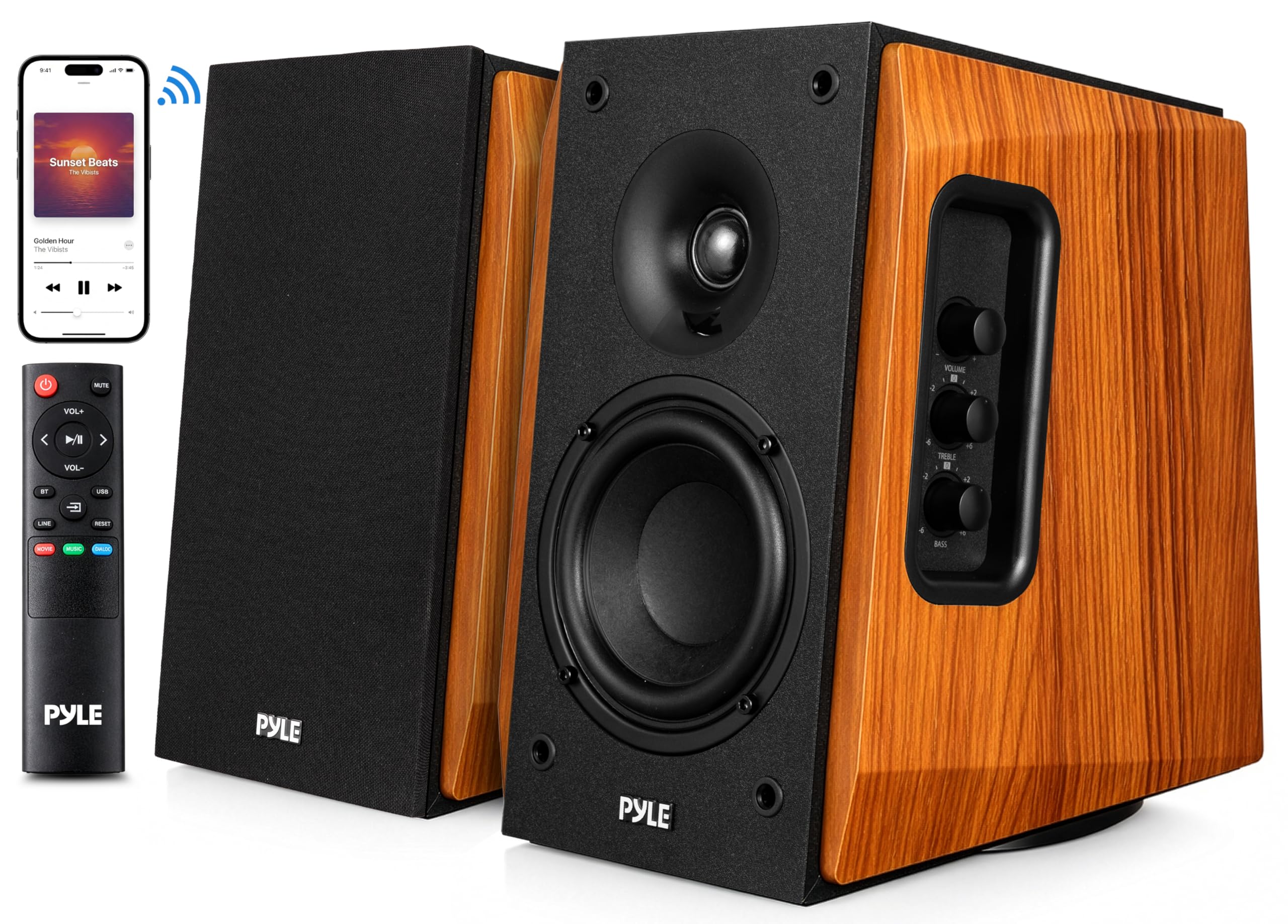Pyle Powered Bookshelf Speaker System