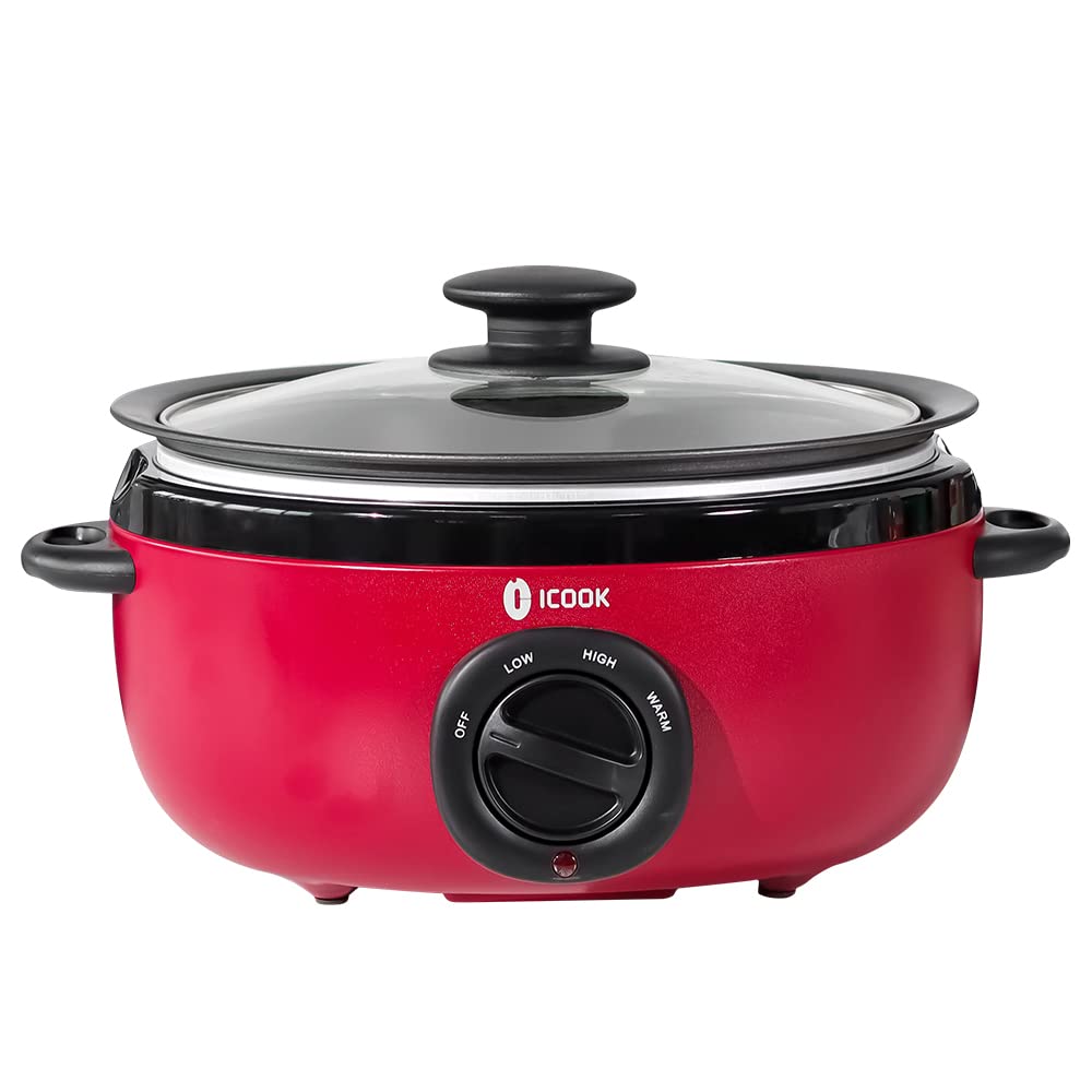 ICOOK USC-65-OP001RD 6.5 Quart Slow Cooker,Aluminium Sear/Sauté