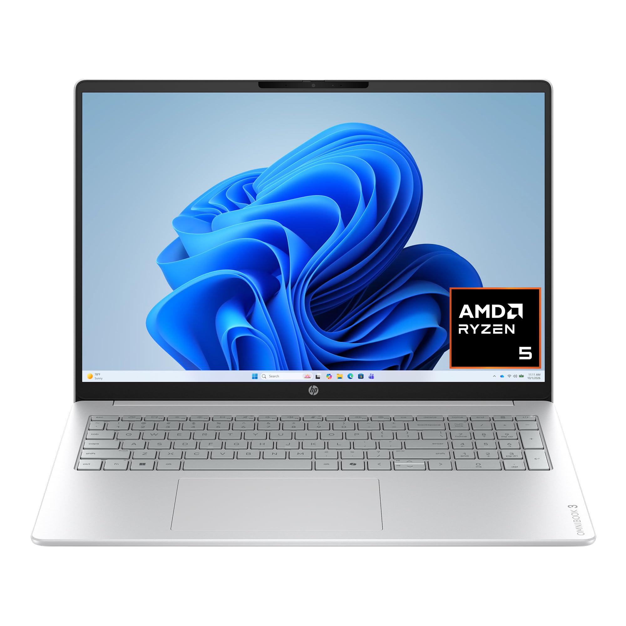 HP OmniBook 3 16 PC, 2K Touchscreen (16-inch, 8GB/512GB, Silver)
