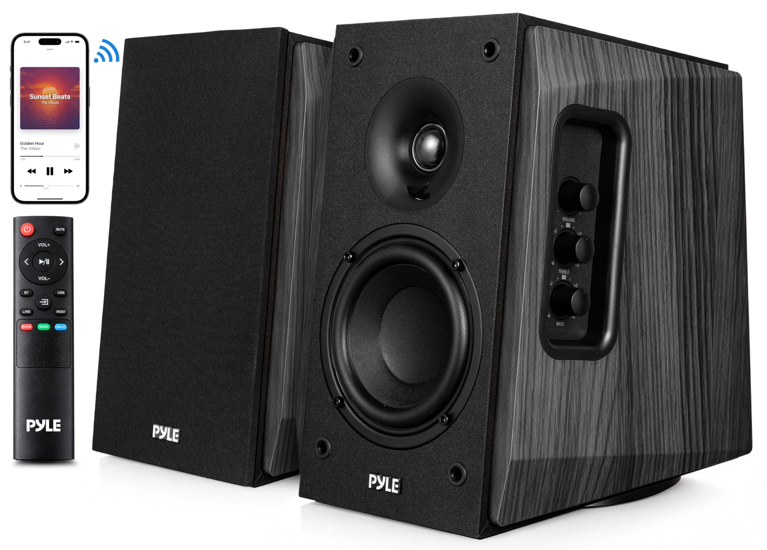 Pyle Powered Bookshelf Speaker System