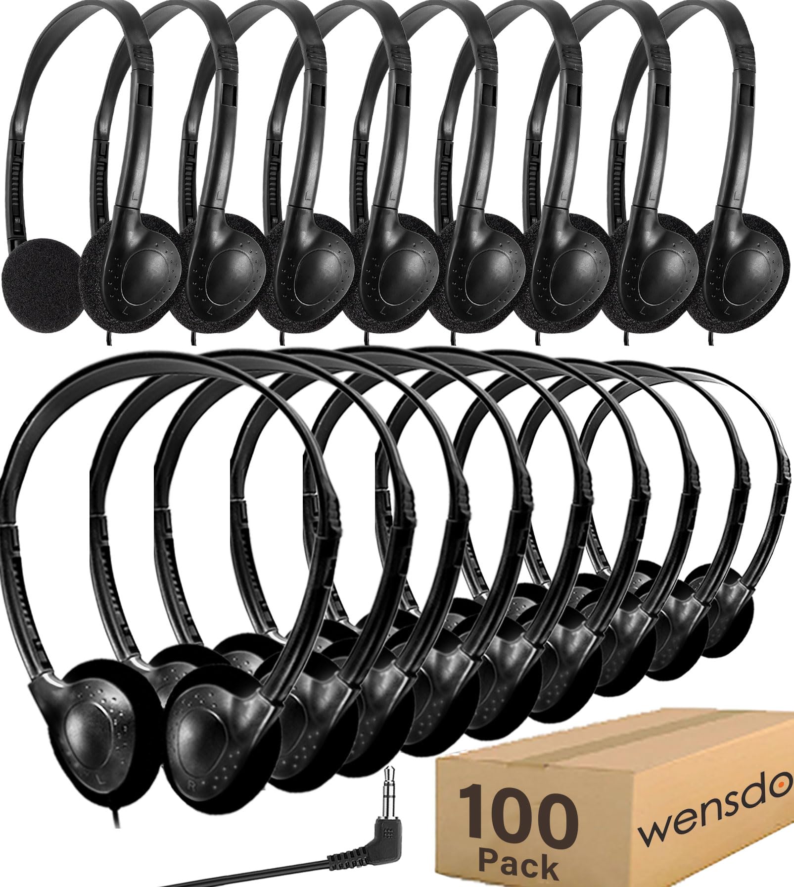 Wensdo Bulk Headphones 100 Pack