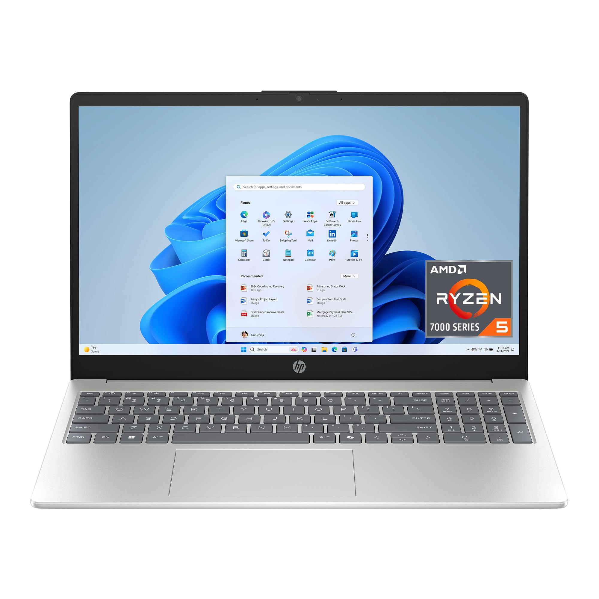 HP 15.6 Laptop, HD Touchscreen Display, AMD