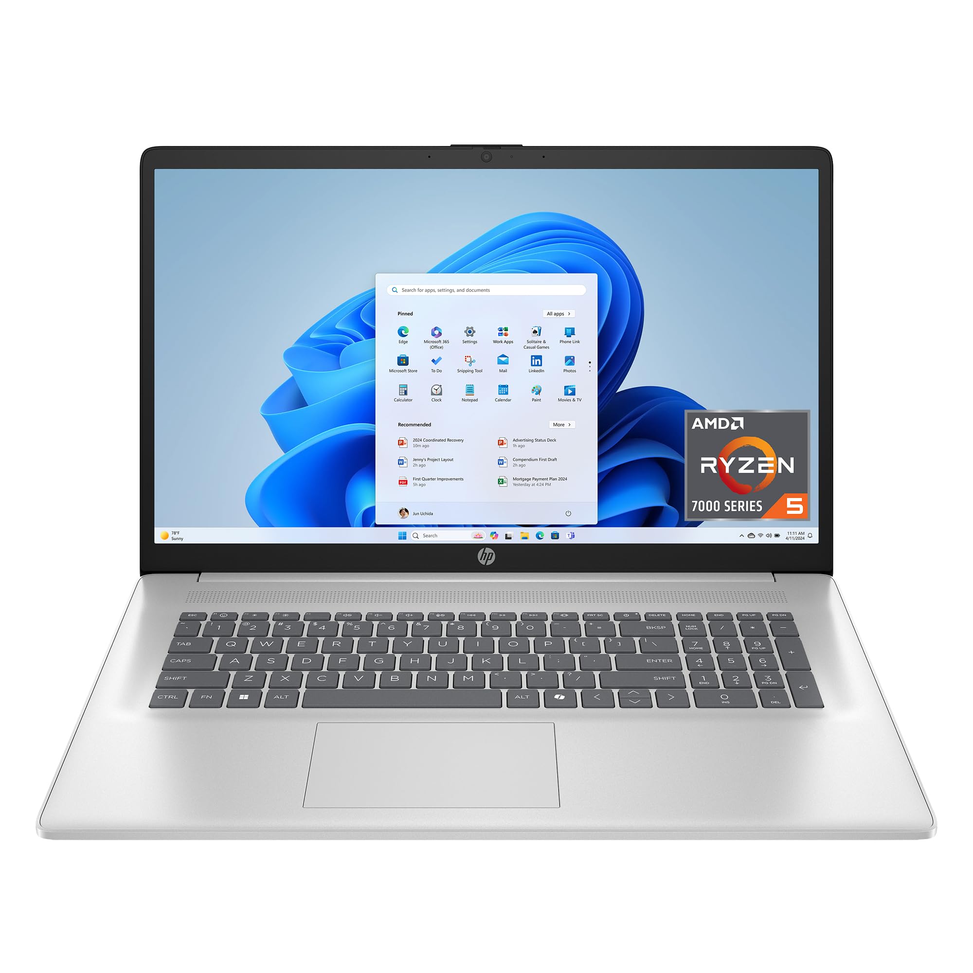 HP 17.3 Laptop, HD+ Display, AMD Ryzen
